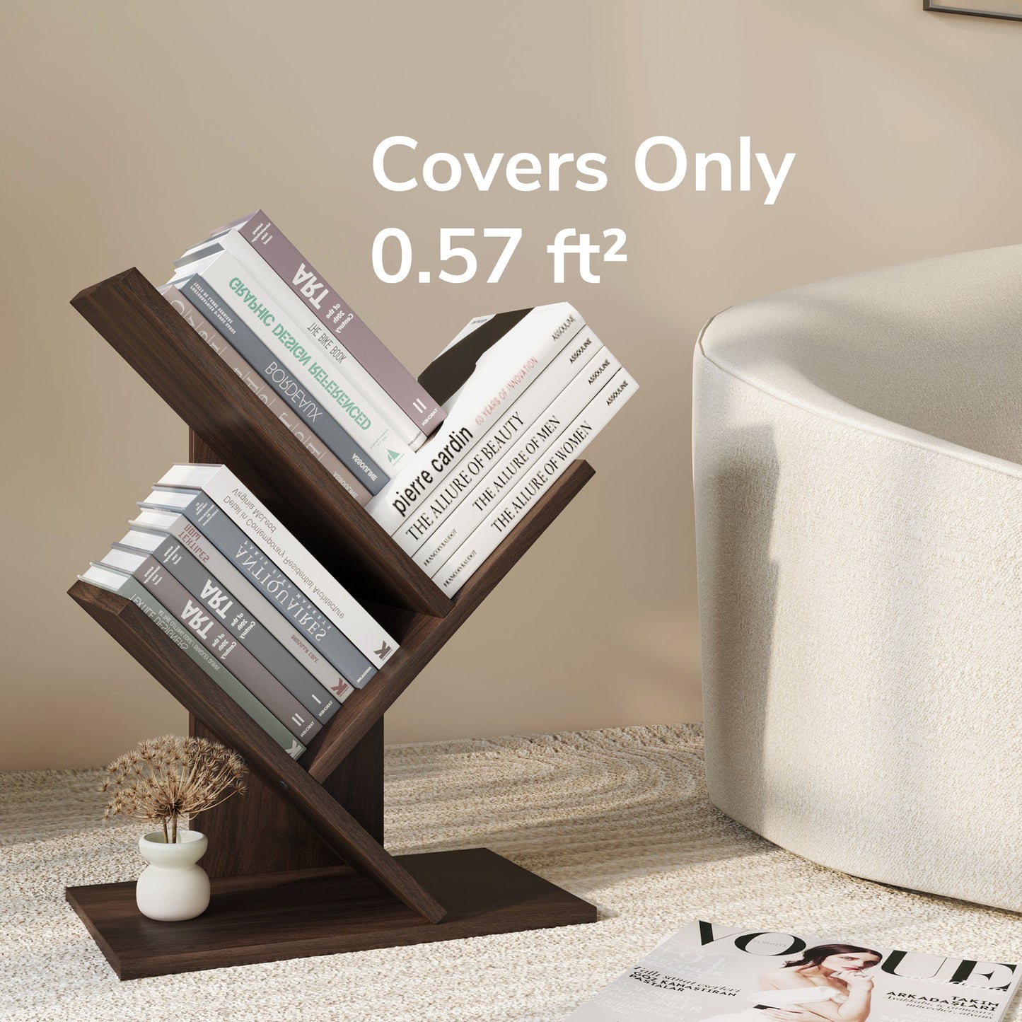 Yowos Vertical Tree Shaped Bookcase with Storage Cabinet