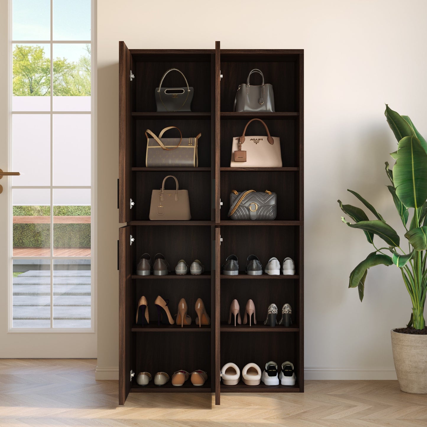 Yowos 7-Tier Tall Wood Shoe Storage Cabinet with Doors