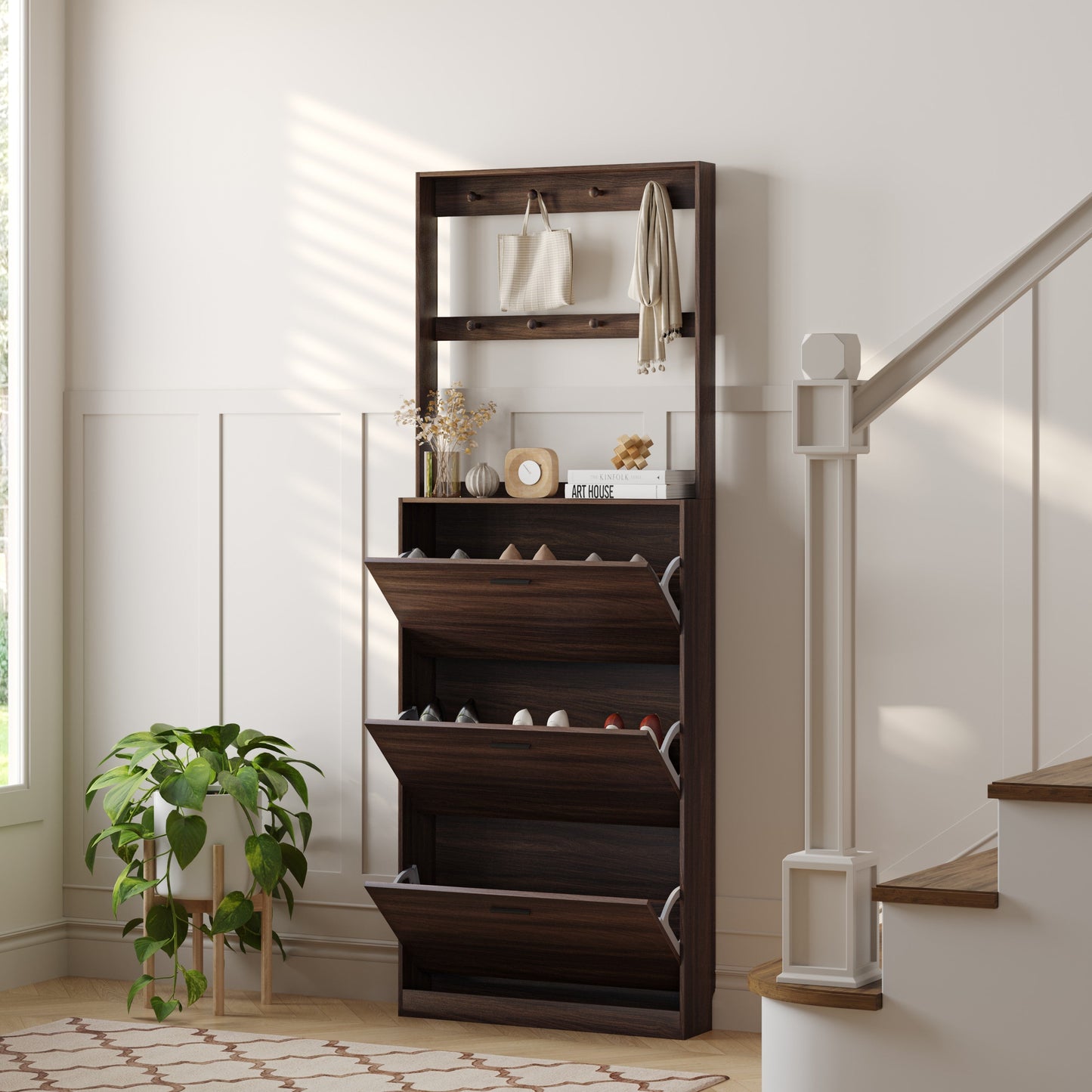 Yowos Slim Hall Tipping Narrow Shoe Storage Cabinet