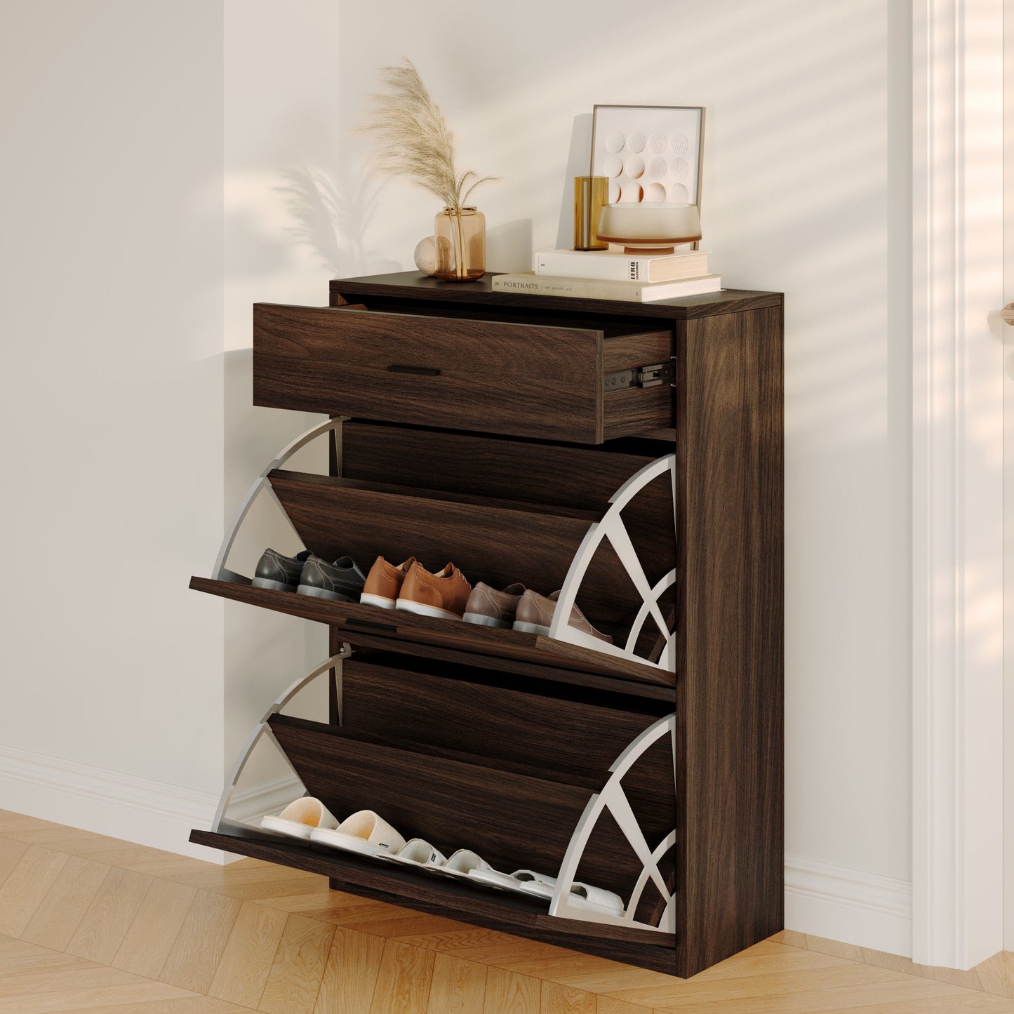 Yowos Entryway Narrow Shoe Cabinet With Flip-Door