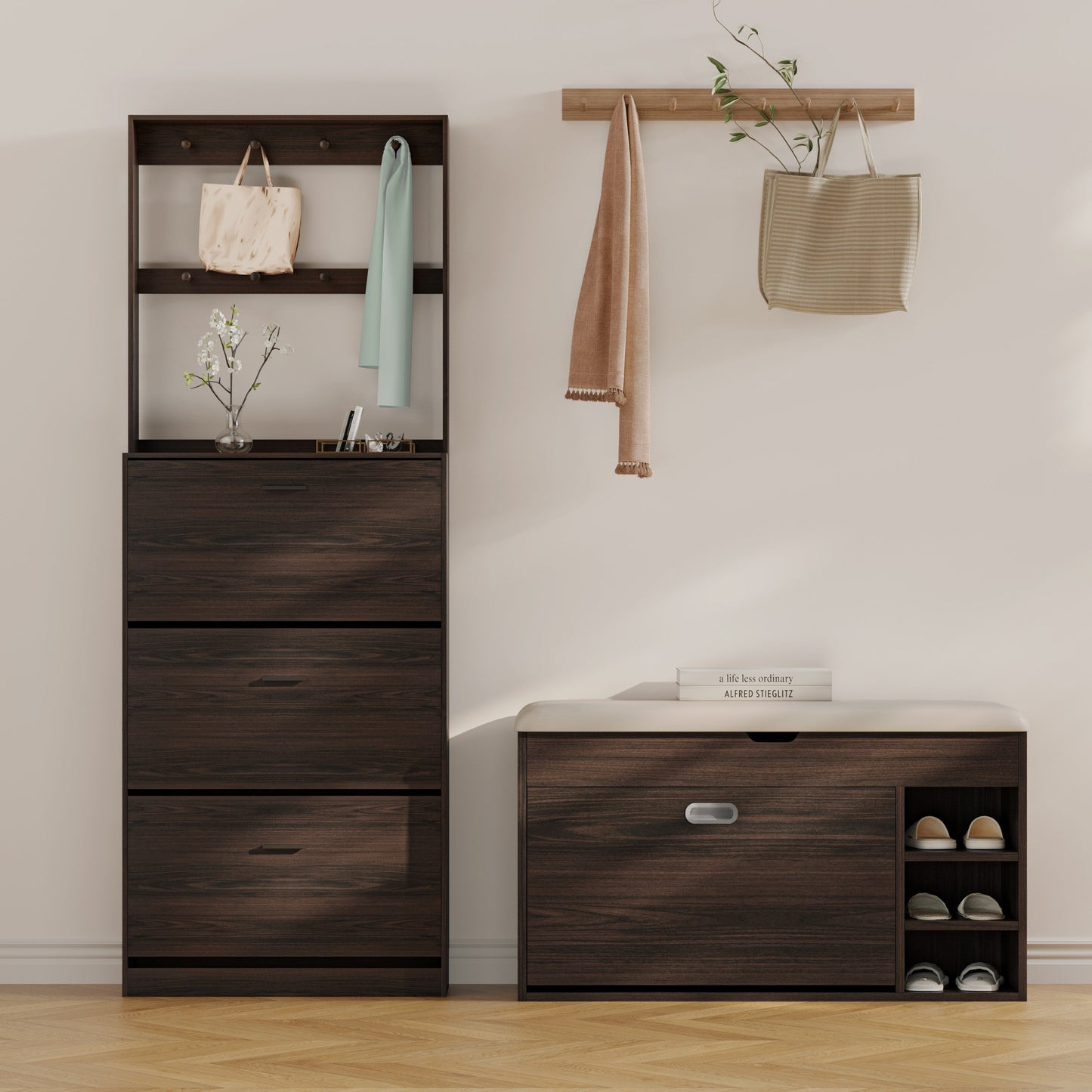 Yowos Entryway Shoe Storage Bench With Flip Drawer