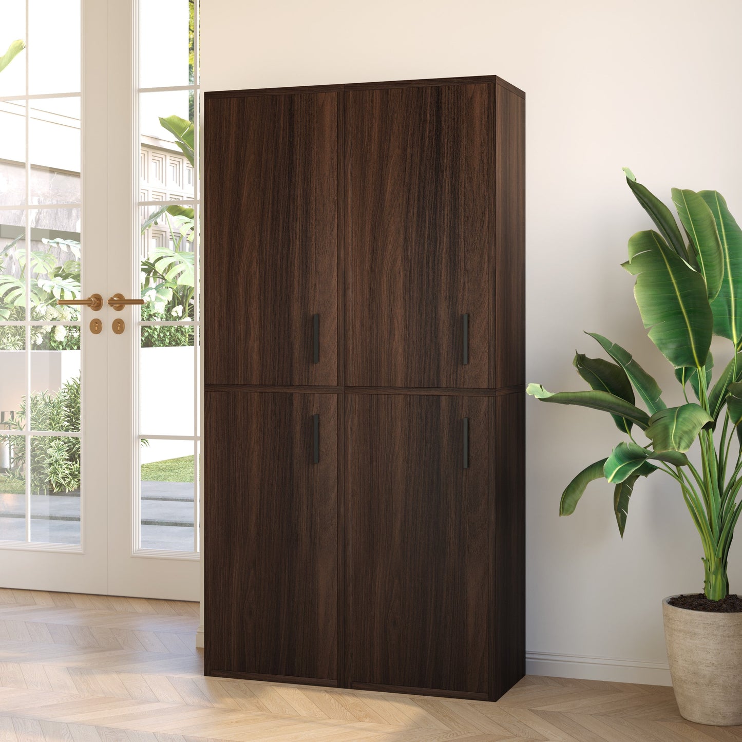 Yowos 7-Tier Tall Wood Shoe Storage Cabinet with Doors