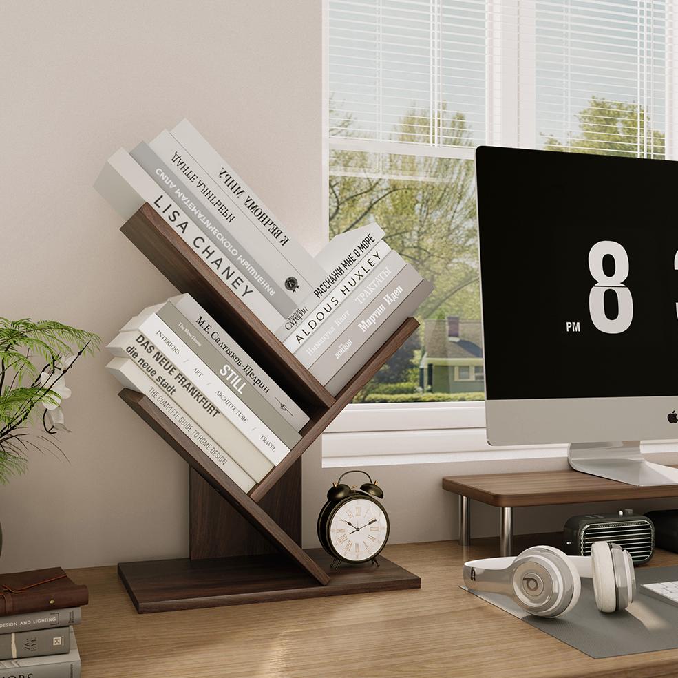 Yowos Vertical Tree Shaped Bookcase with Storage Cabinet