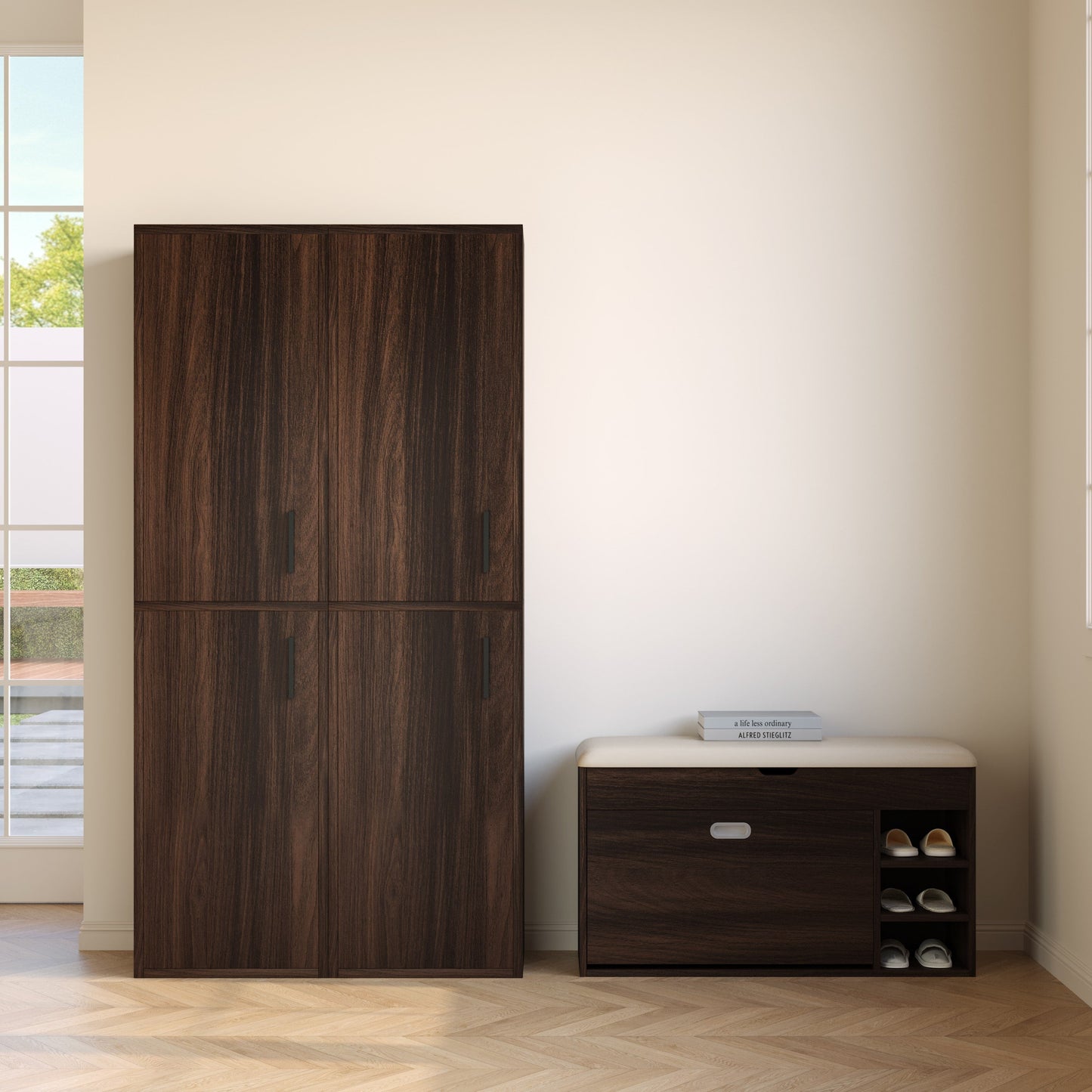 Yowos 7-Tier Tall Wood Shoe Storage Cabinet with Doors