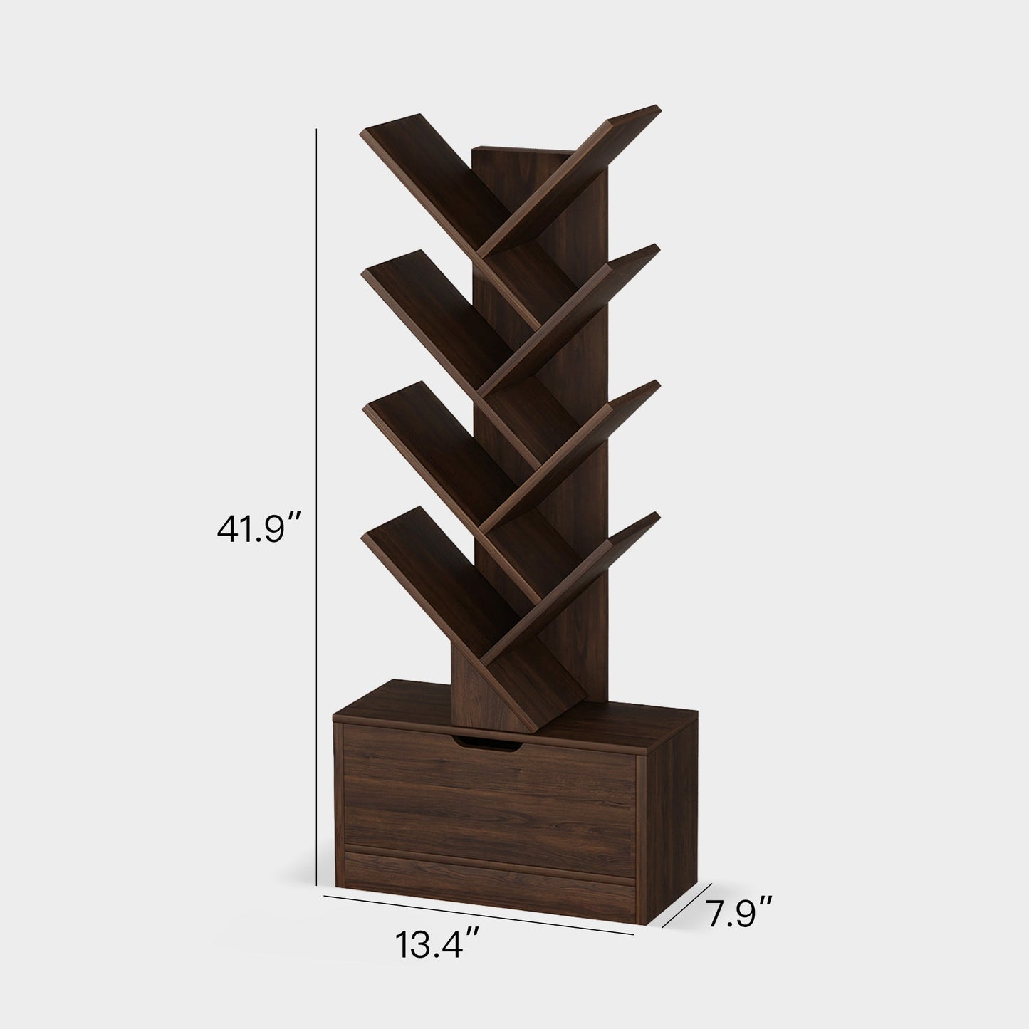 Yowos Vertical Tree Shaped Bookcase with Storage Cabinet