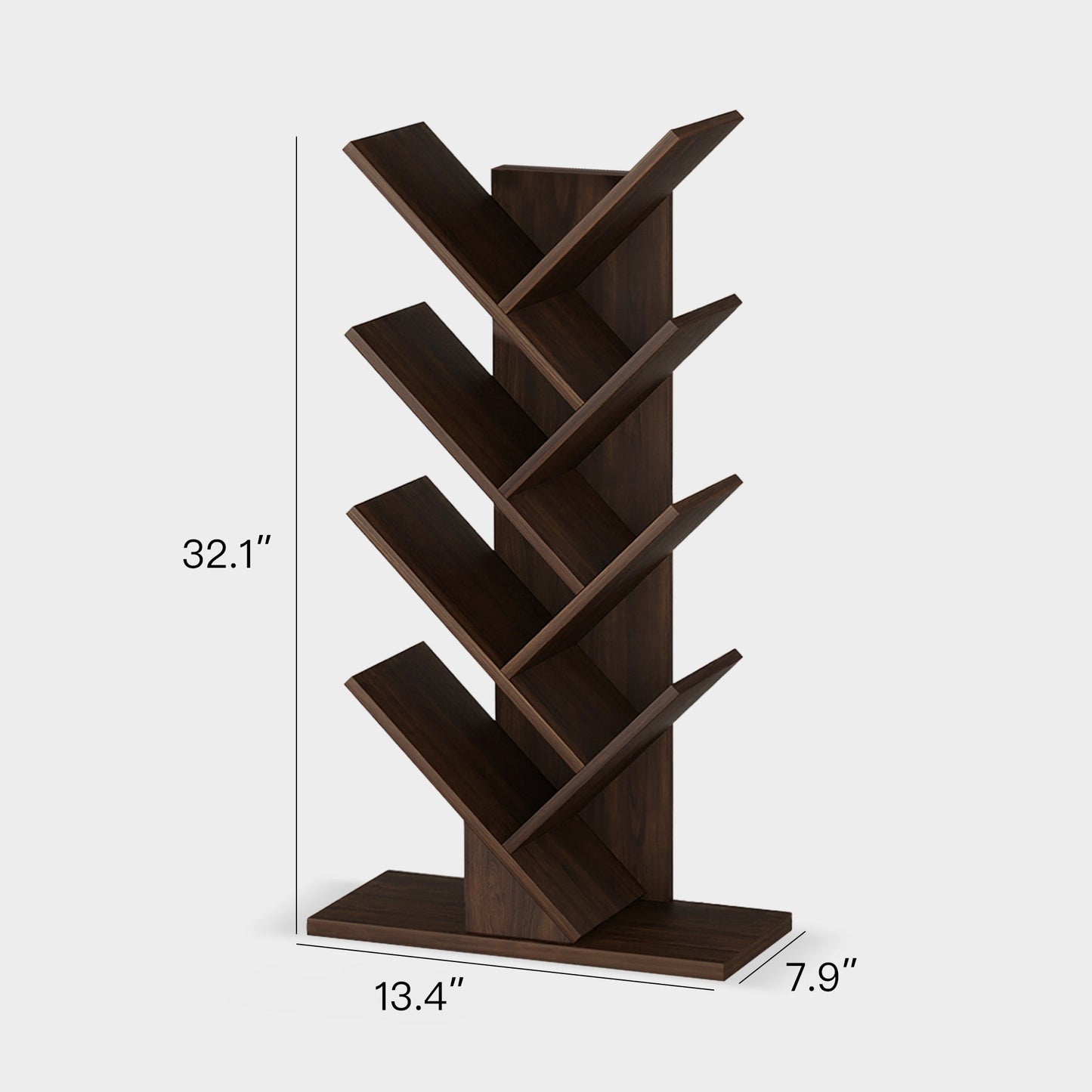 Yowos Vertical Tree Shaped Bookcase with Storage Cabinet