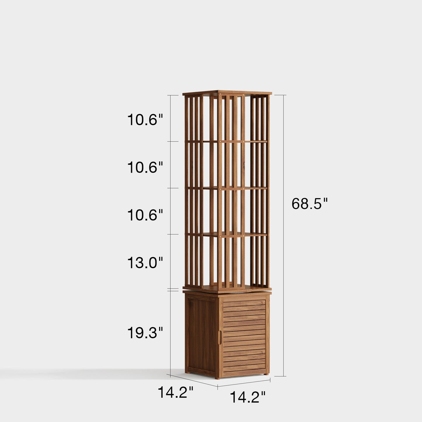Yowos 6 Tiers Mid Century Narrow Rotating Bookcase Living Room