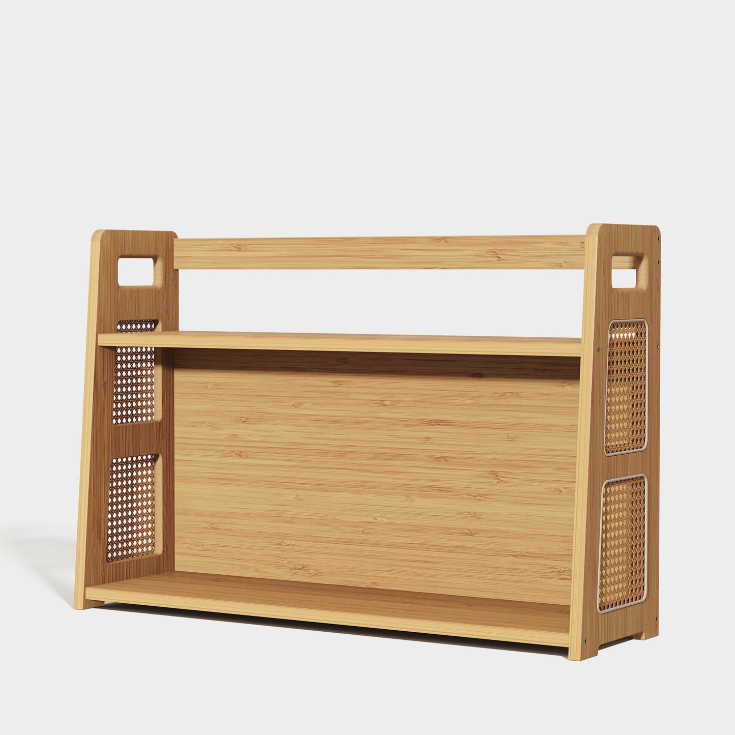 Yowos Rattan Desktop Bookcase Organizer Display Rack