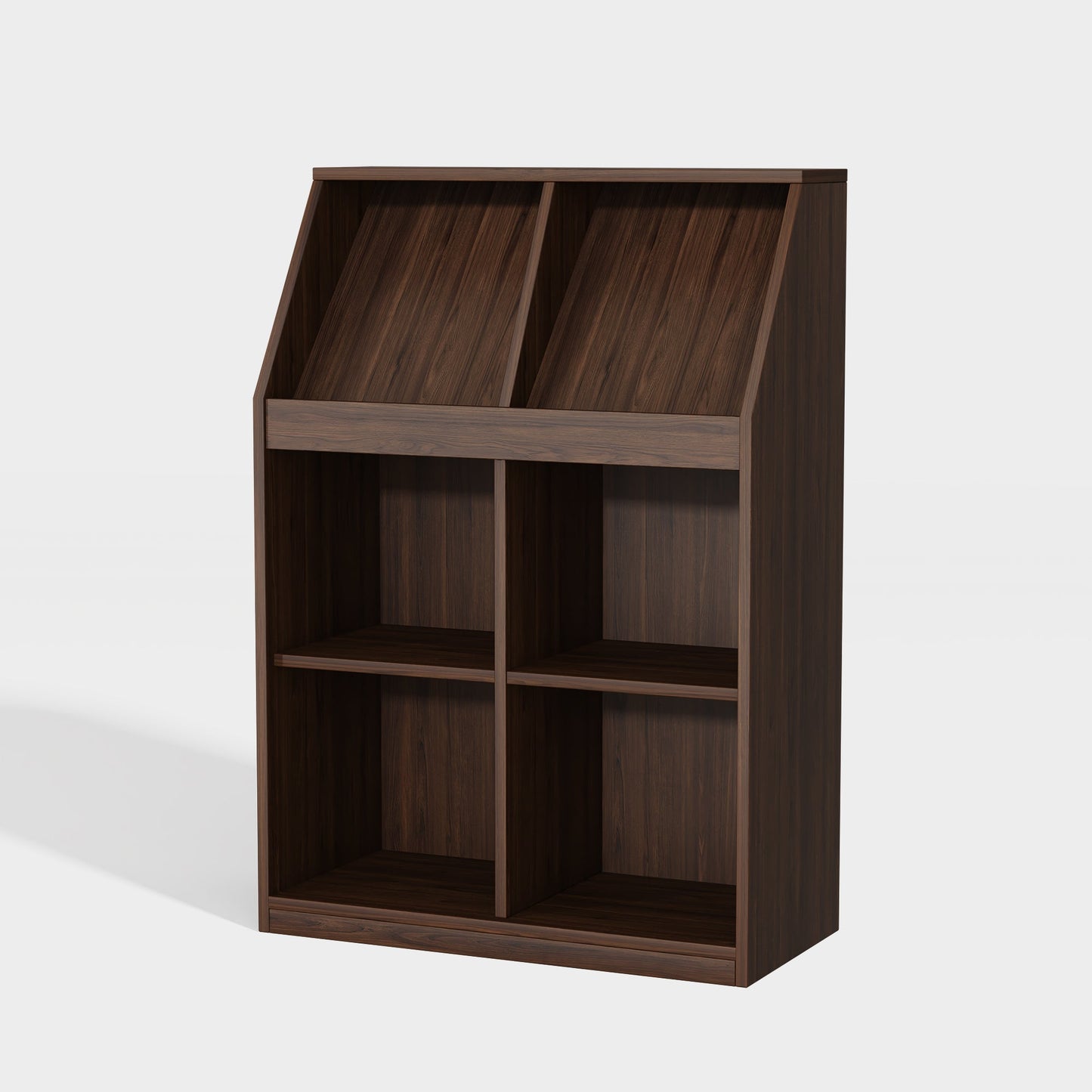 Yowos Wooden Literature Floor Bookcase With Magazine Rack