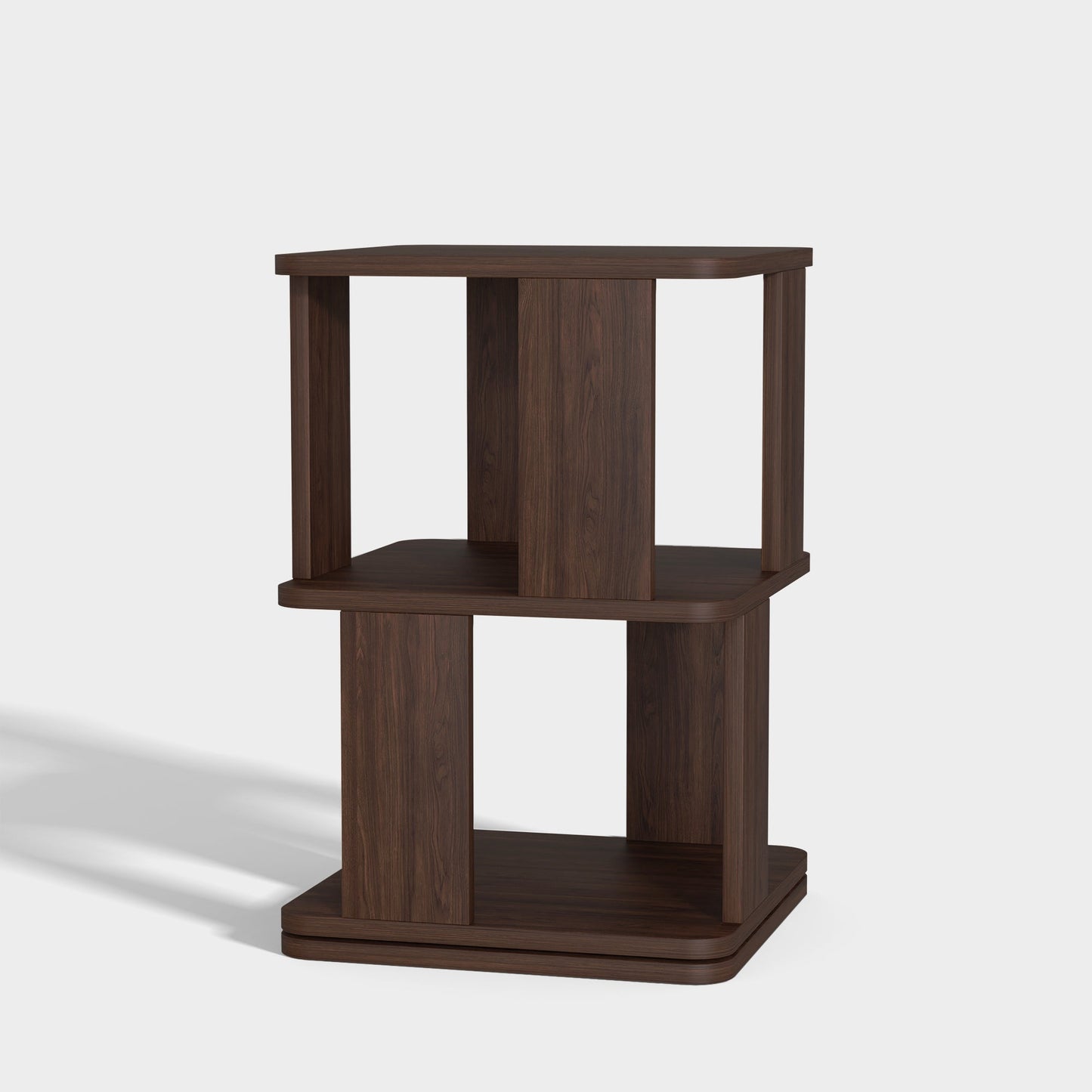 Yowos Retro Storage Nightstand Rotating Walnut Wood Finish