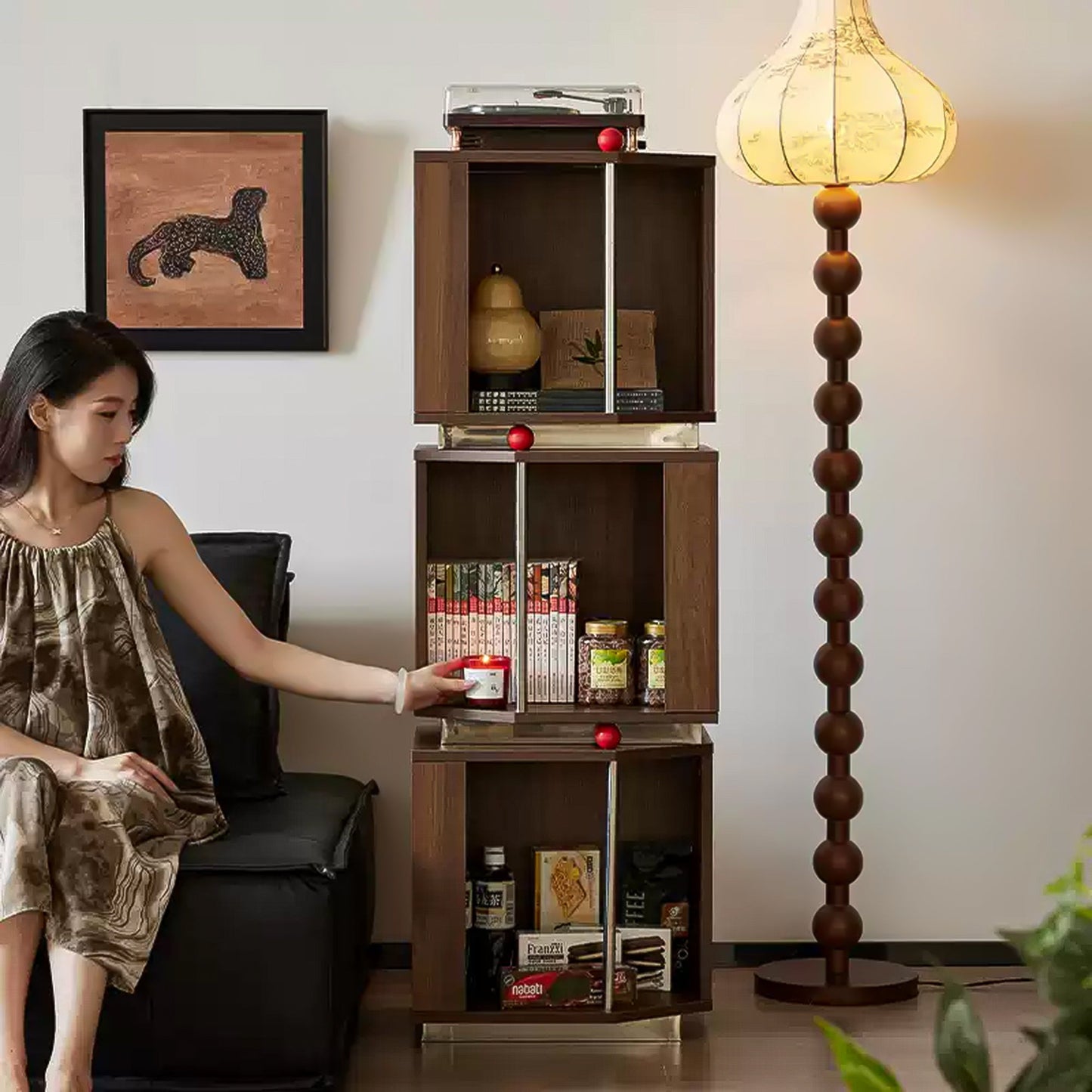 Yowos Notched Side Table Combination Storage Cabinets