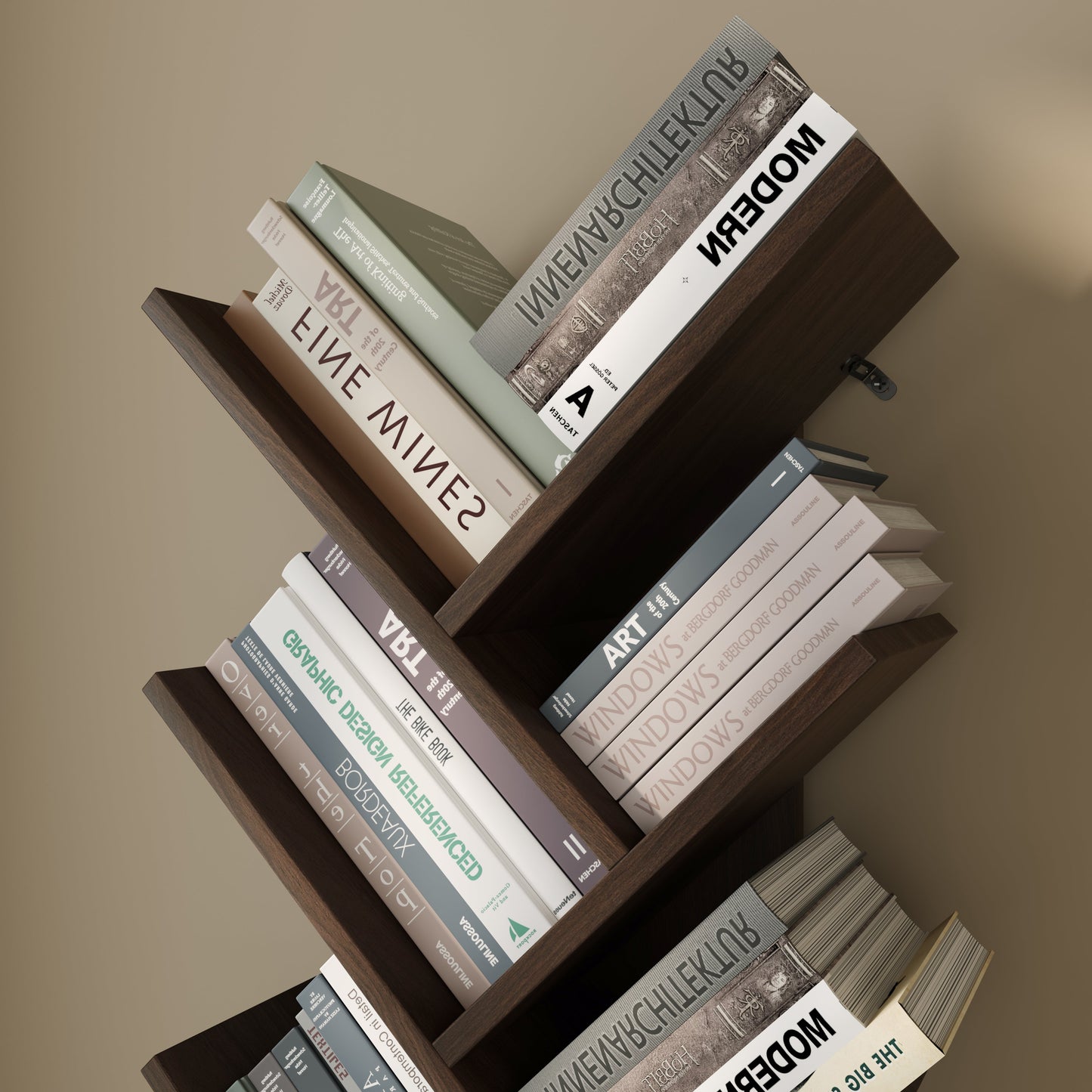 Yowos Vertical Tree Shaped Bookcase with Storage Cabinet