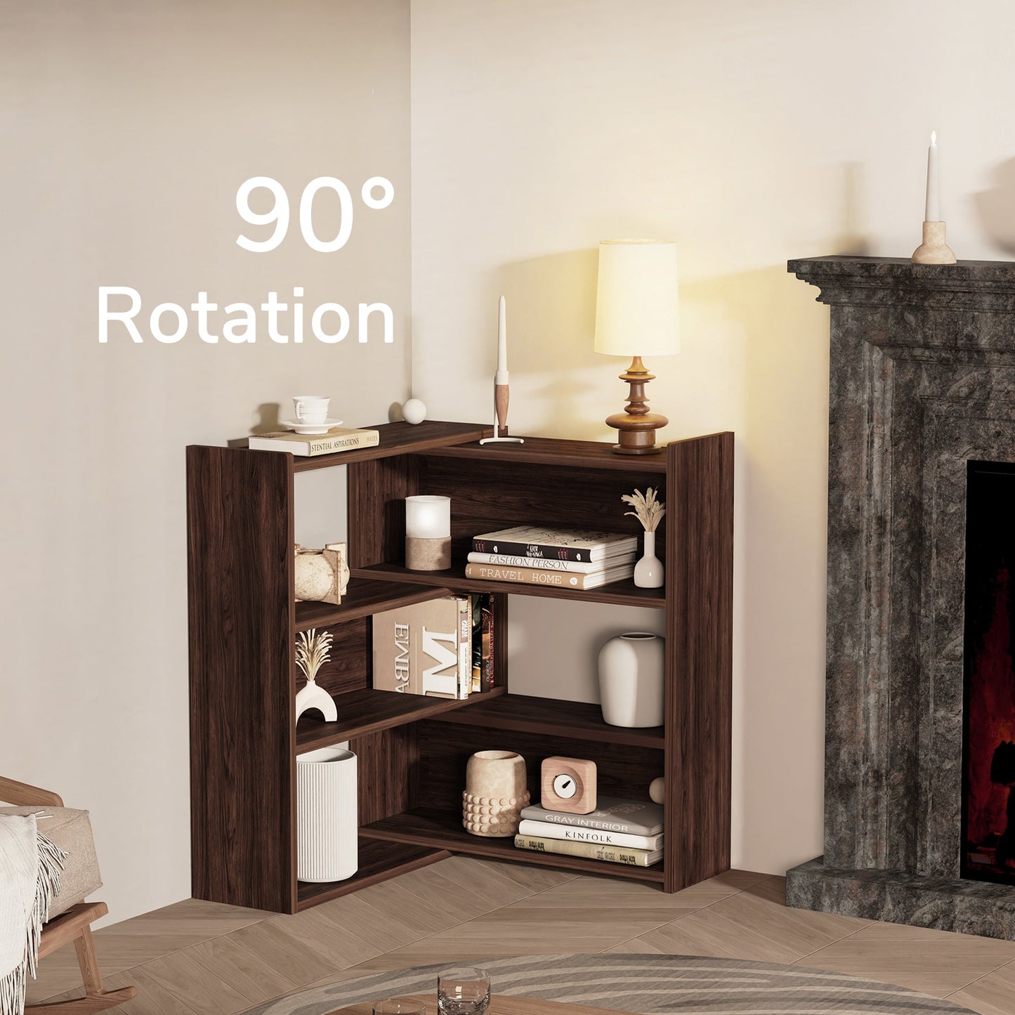 Yowos 4-Tier Deformable Corner Bookcase for Storage Display