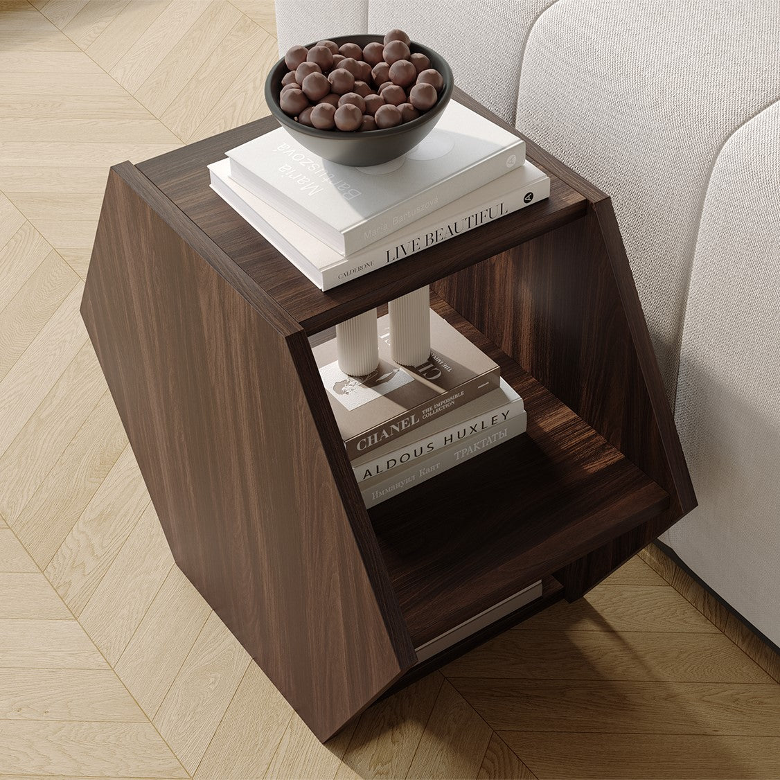 Yowos Hexagonal Multifunctional End Table with Open Storage