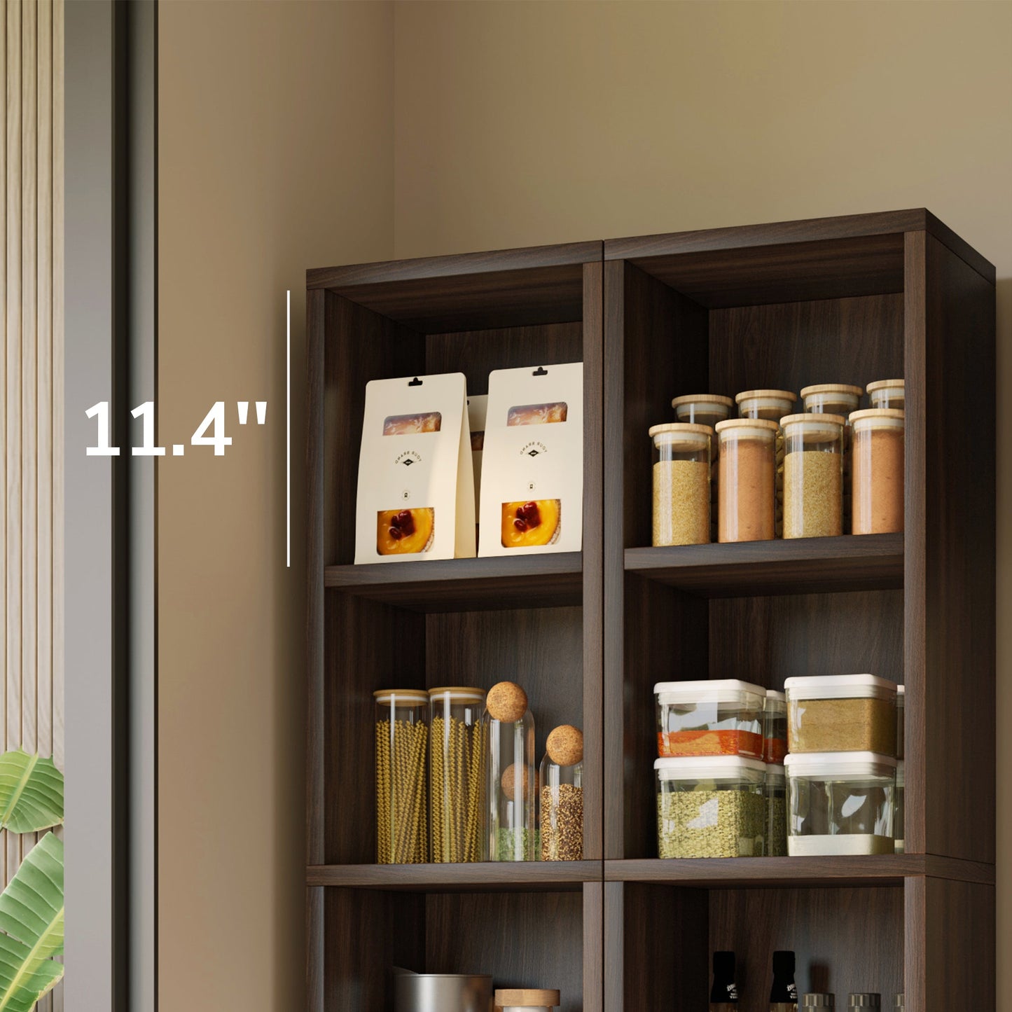 Yowos Wooden Corner Bookshelf Mid Century Narrow Bookcase