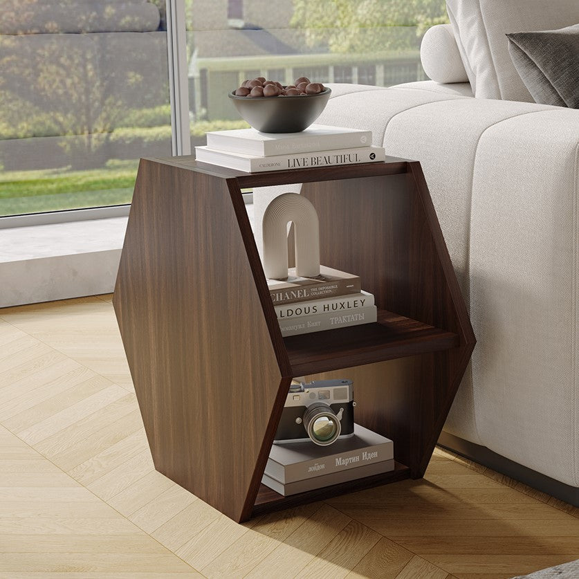 Yowos Hexagonal Multifunctional End Table with Open Storage