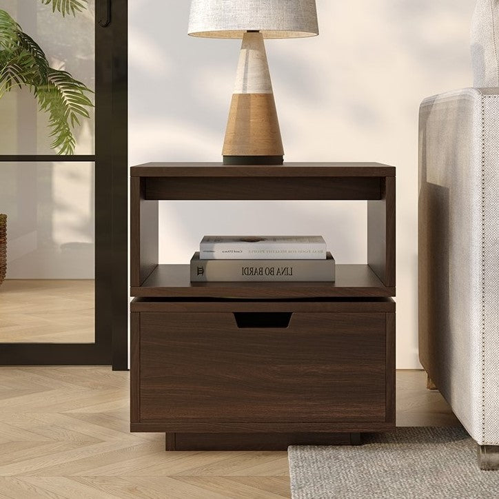 Yowos 2-Tier Square Rotating Accent Bedside Table