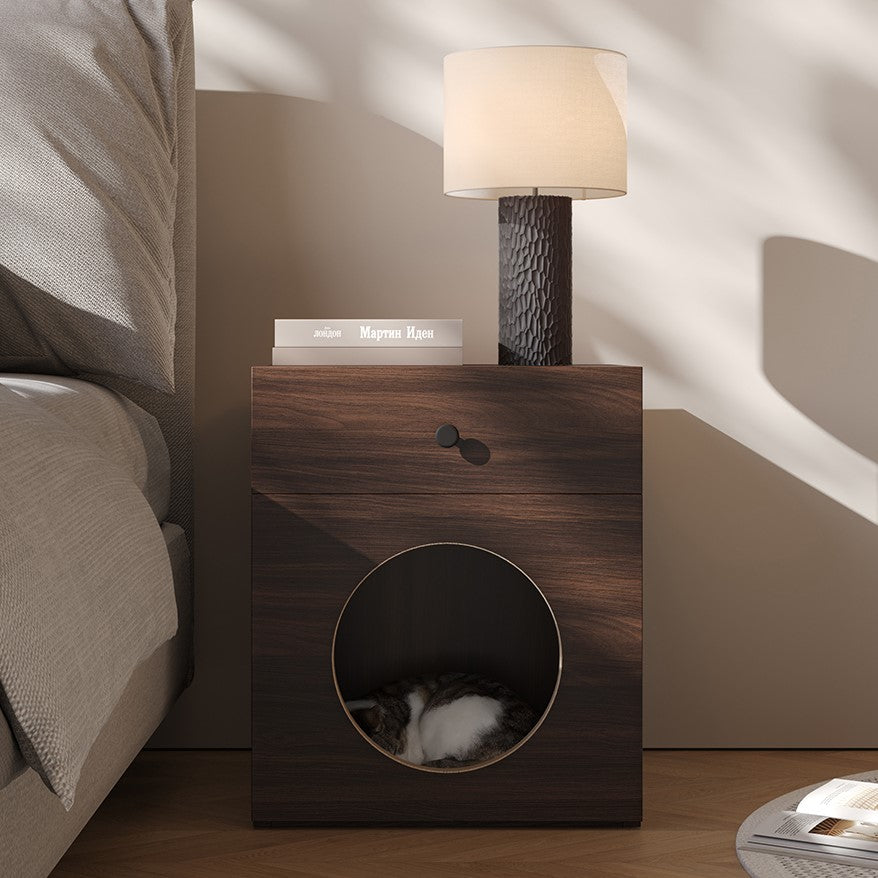 Yowos Wood Bedside Table Cat House