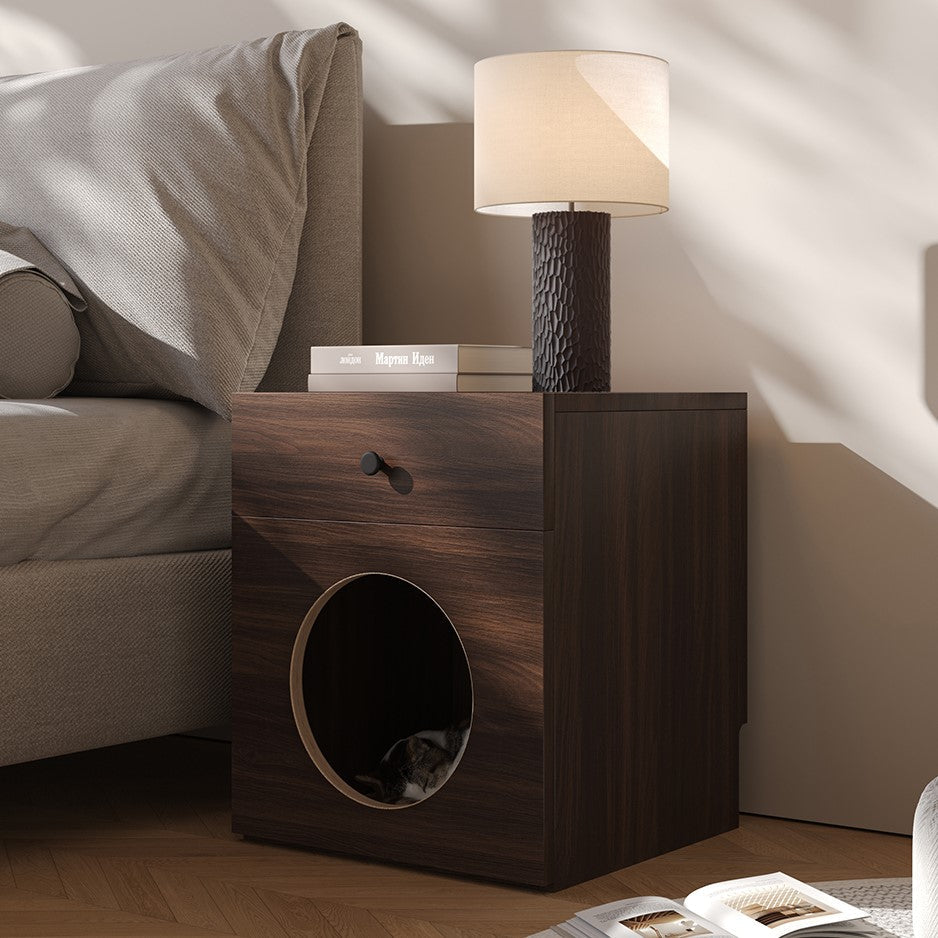 Yowos Wood Bedside Table Cat House