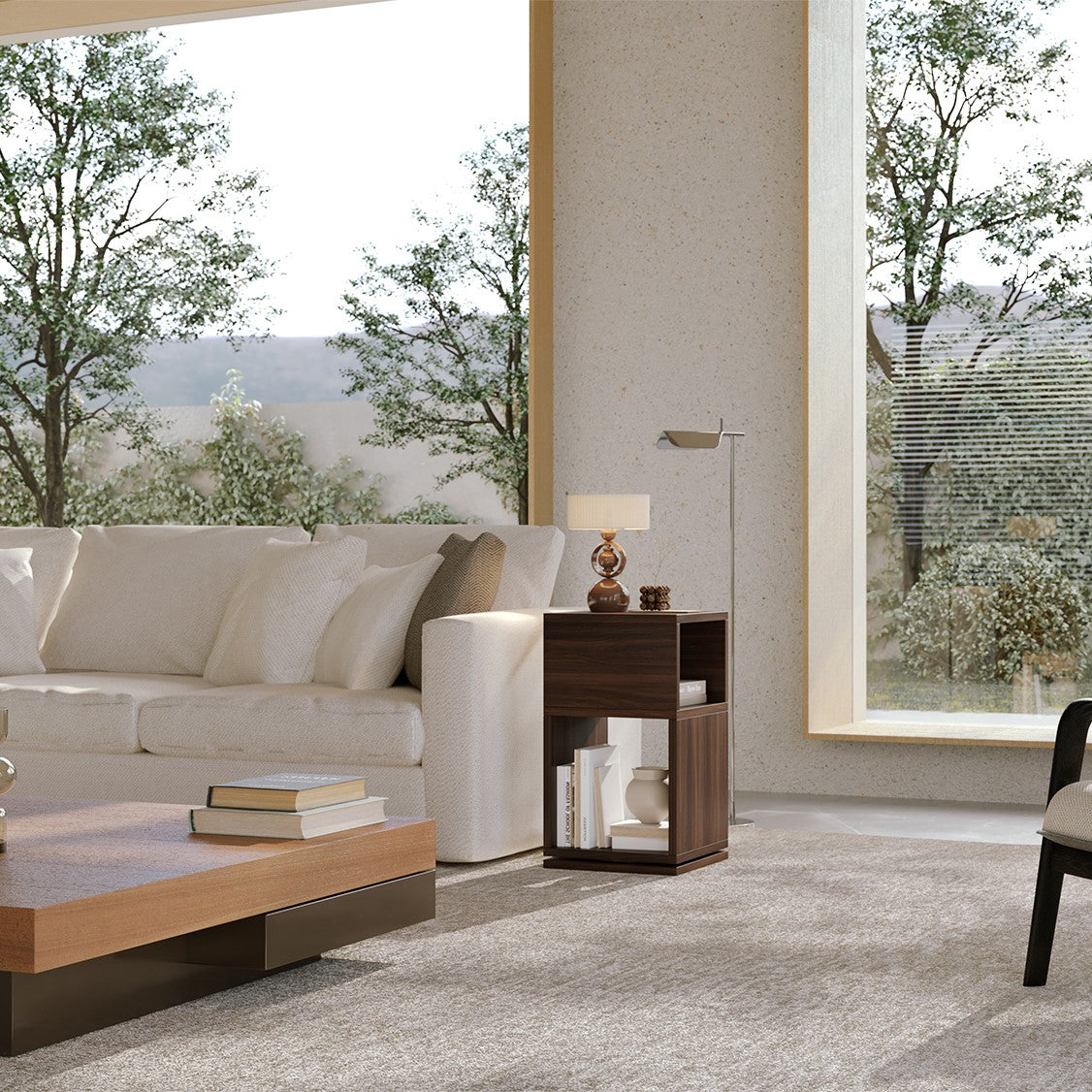 Yowos Rotating End Table with Open Shelf