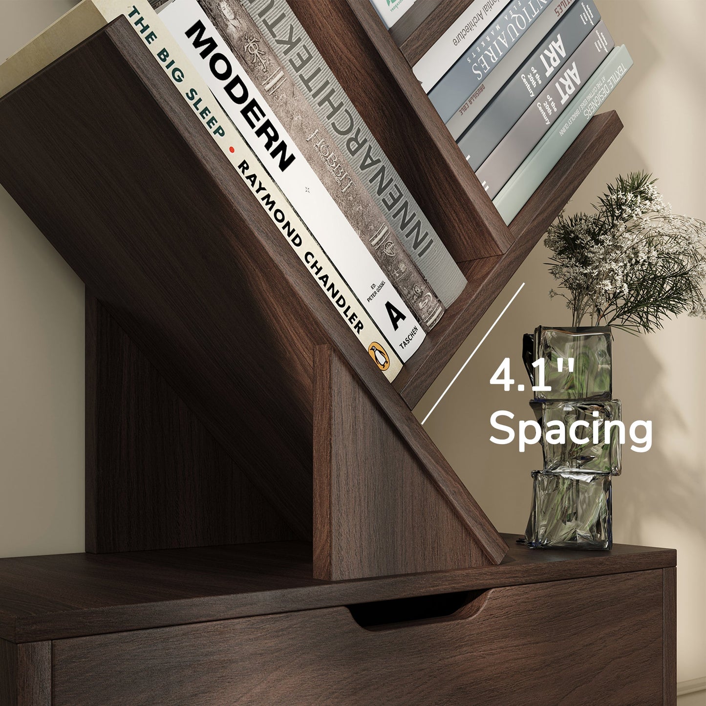 Yowos Vertical Tree Shaped Bookcase with Storage Cabinet