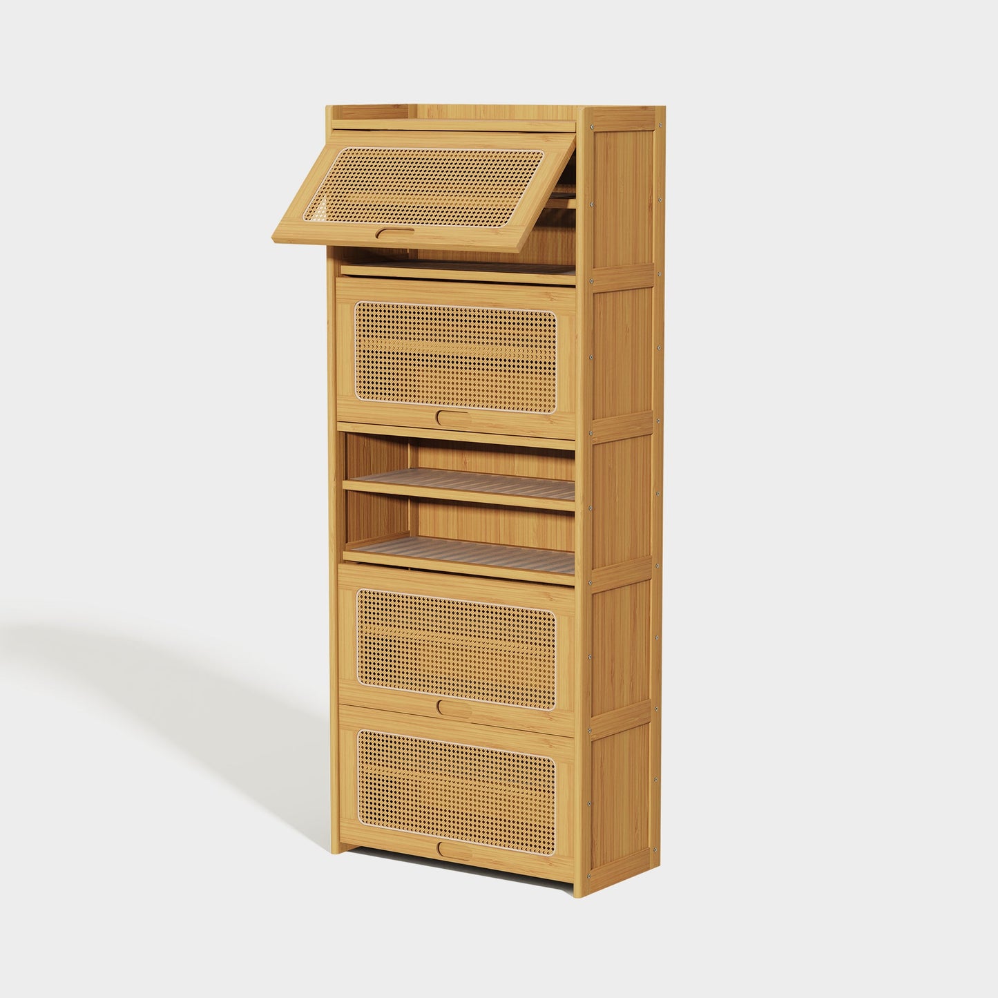 Yowos Large Capacity Rattan Shoe Cabinet with Flip Doors