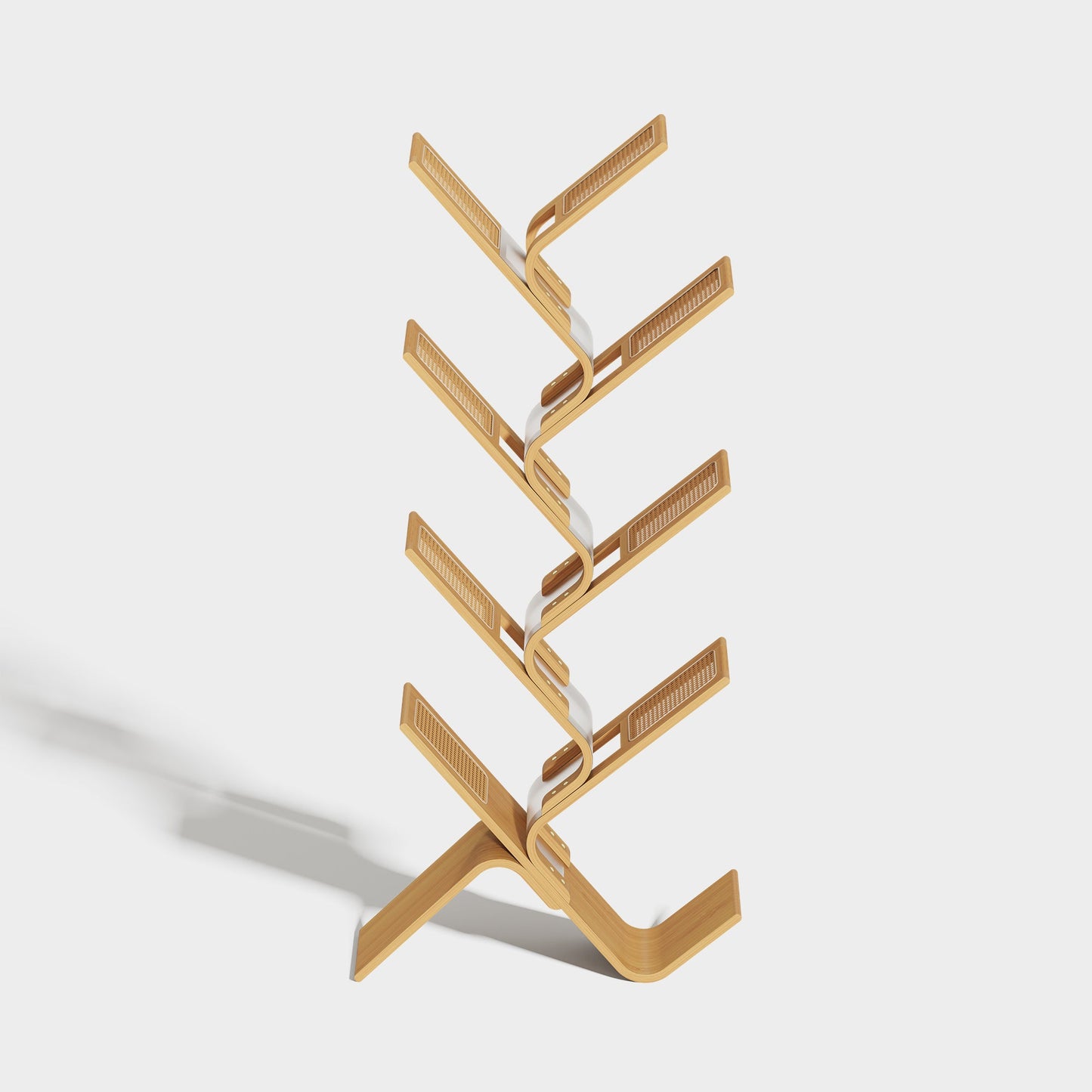 Yowos Rattan Tree Bookcase Display Storage Rack