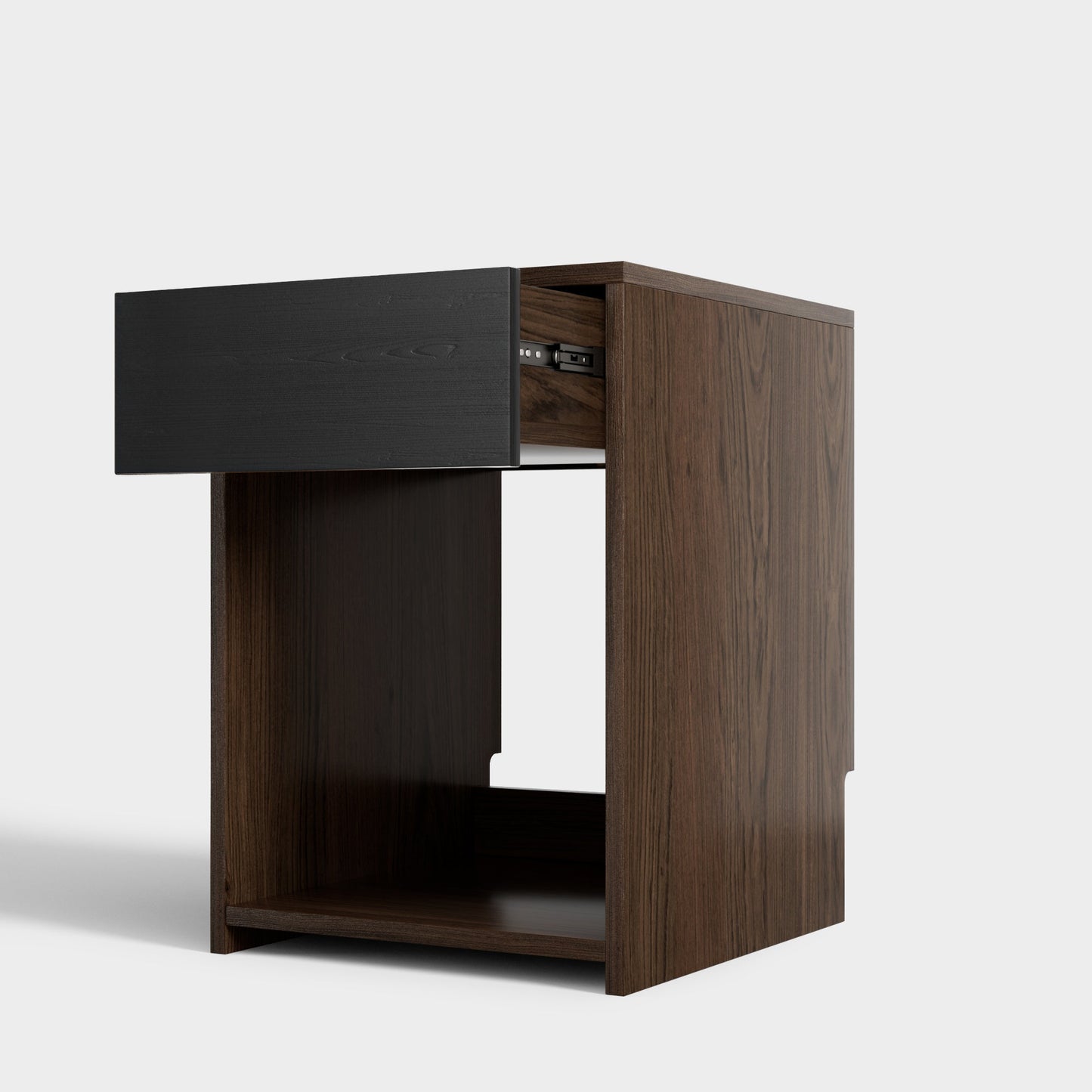 Yowos Nightstand with Drawer and Shelf Walnut Wood Finish
