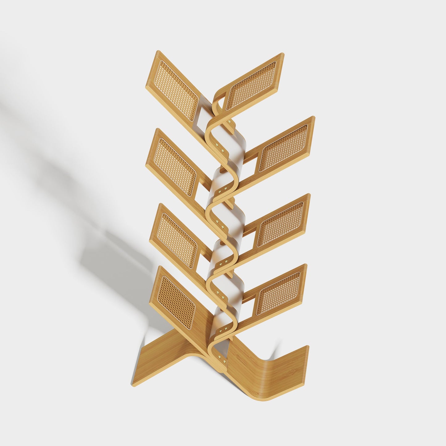 Yowos Rattan Tree Bookcase Display Storage Rack