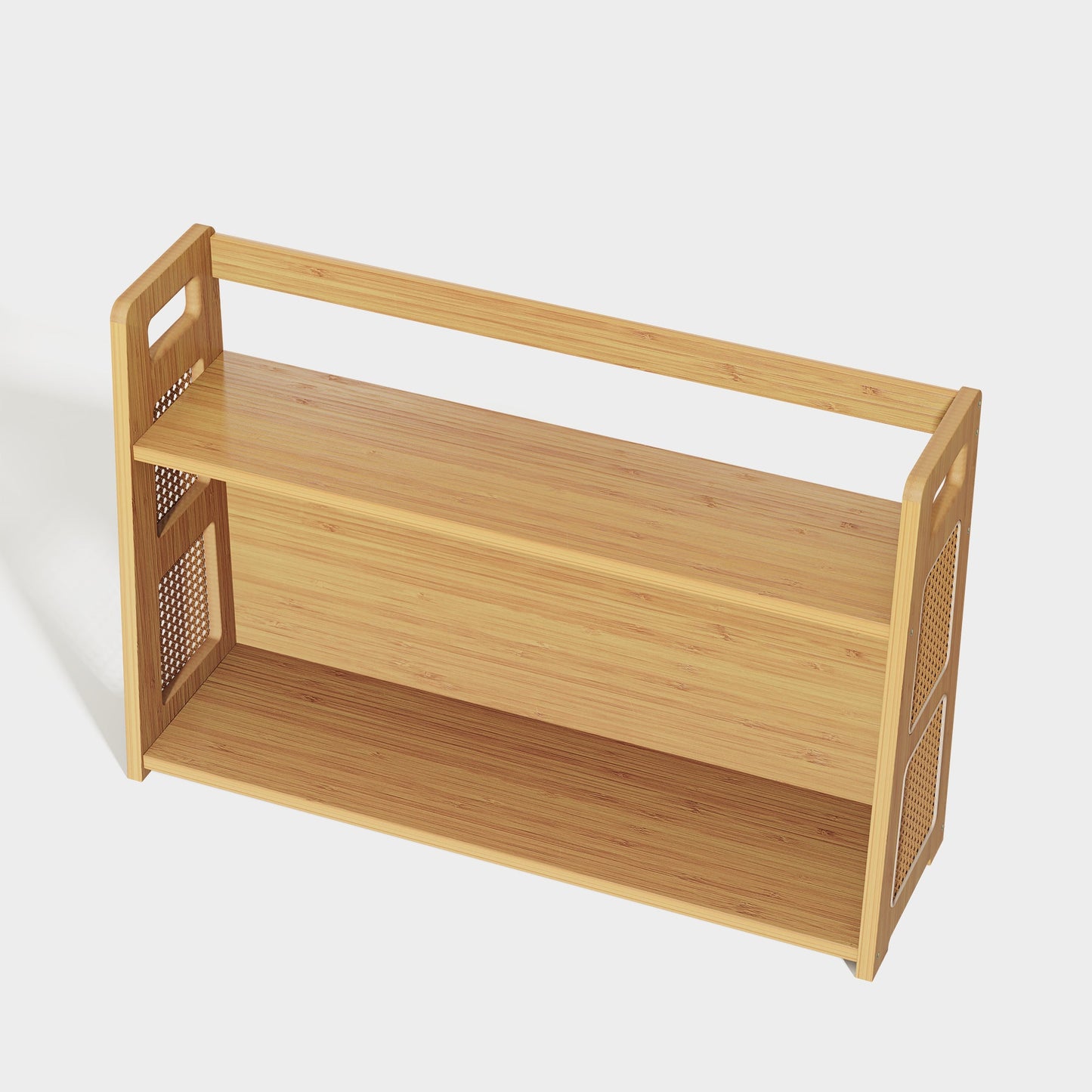 Yowos Rattan Desktop Bookcase Organizer Display Rack