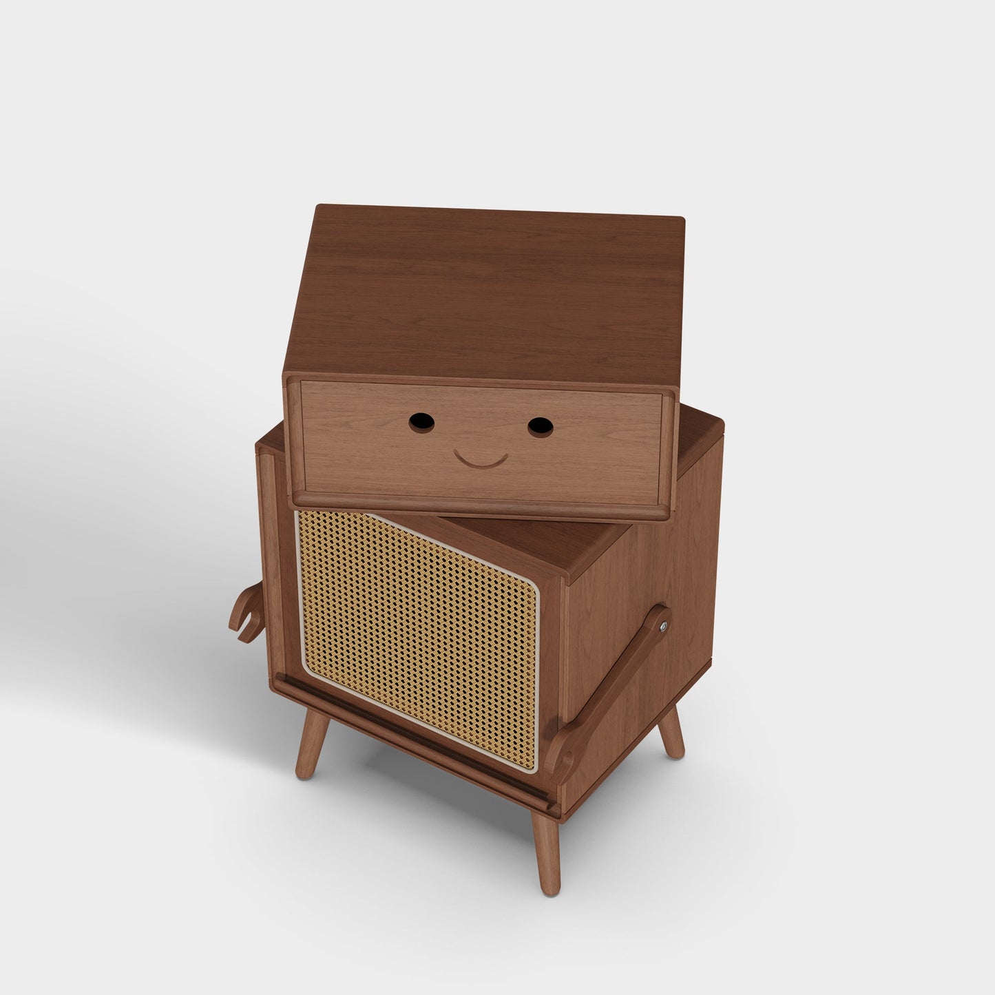 Yowos Bedside Table Bedroom Robot Rotatable Storage Locker