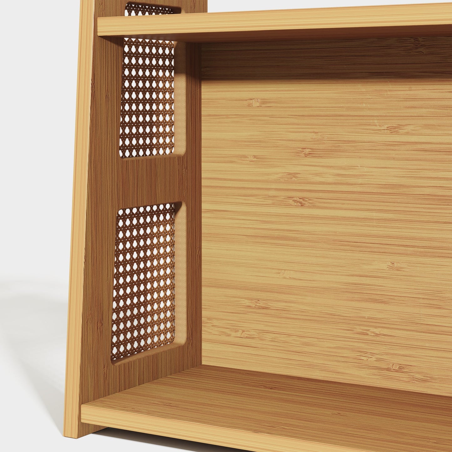 Yowos Rattan Desktop Bookcase Organizer Display Rack