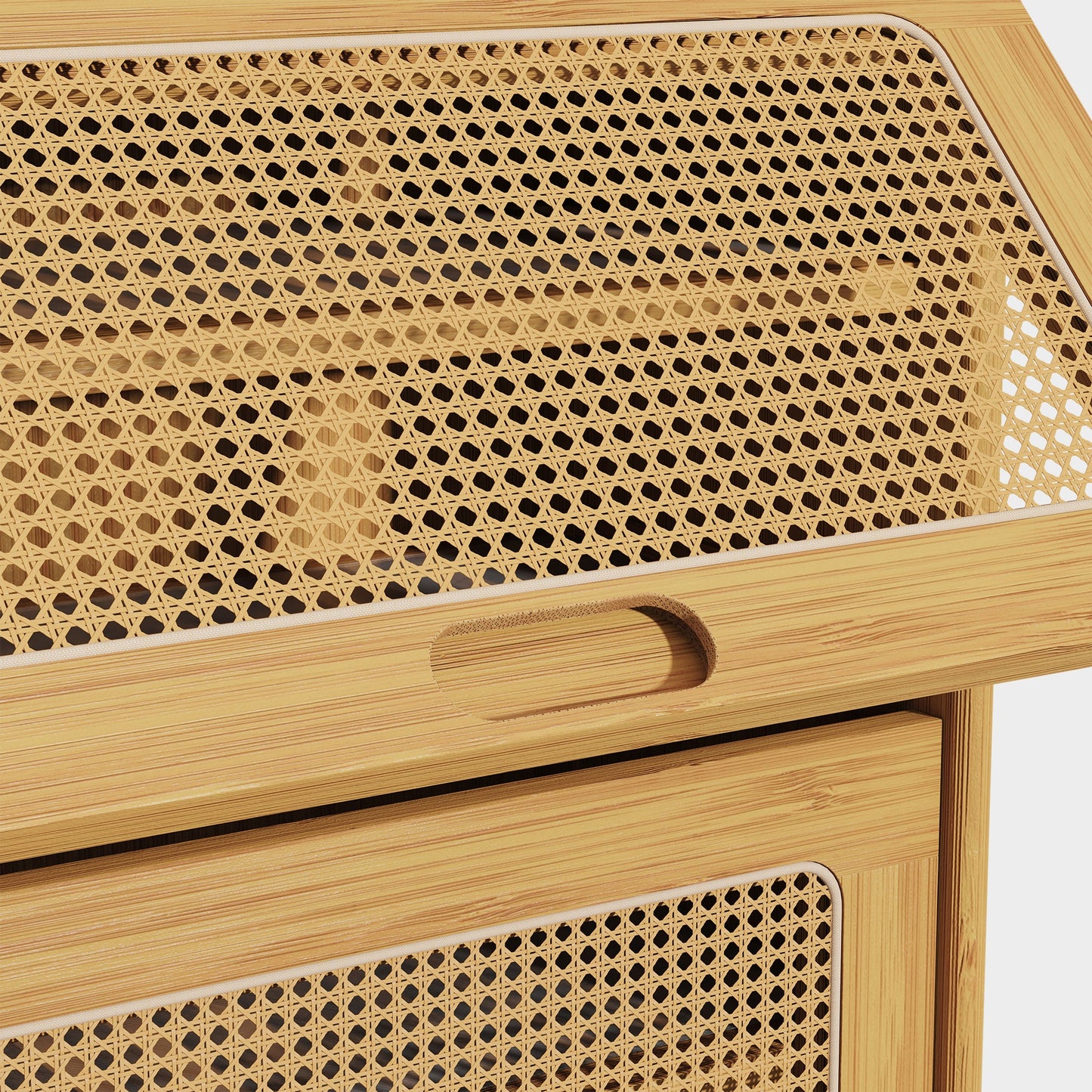 Yowos Large Capacity Rattan Shoe Cabinet with Flip Doors
