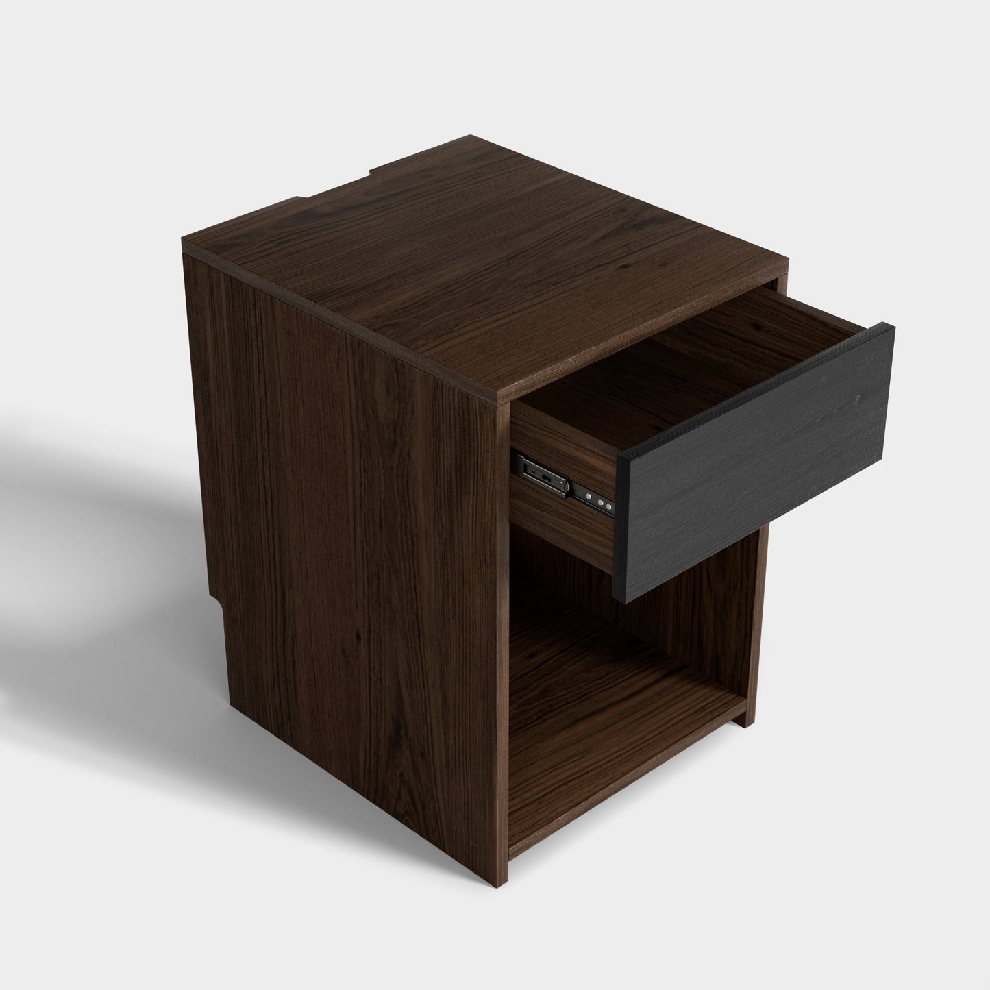 Yowos Nightstand with Drawer and Shelf Walnut Wood Finish