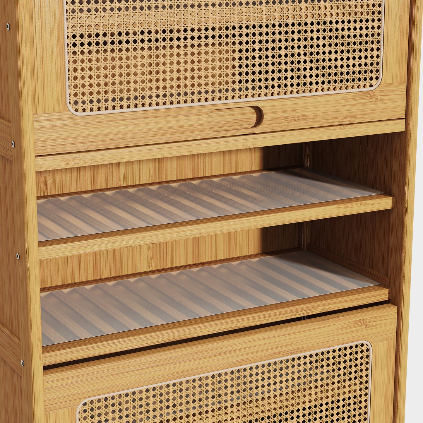 Yowos Large Capacity Rattan Shoe Cabinet with Flip Doors