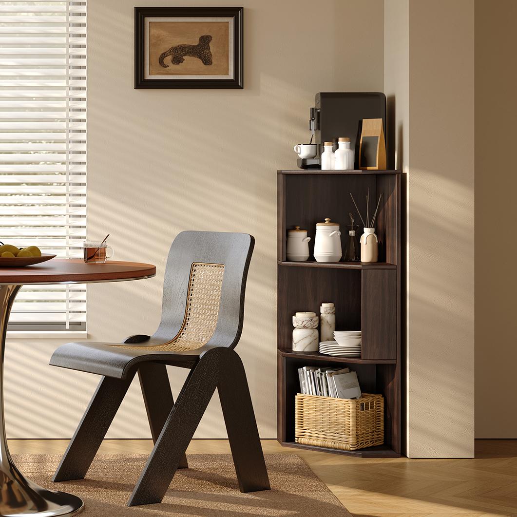 Yowos Mid Century Corner Bookcase for Small Spaces