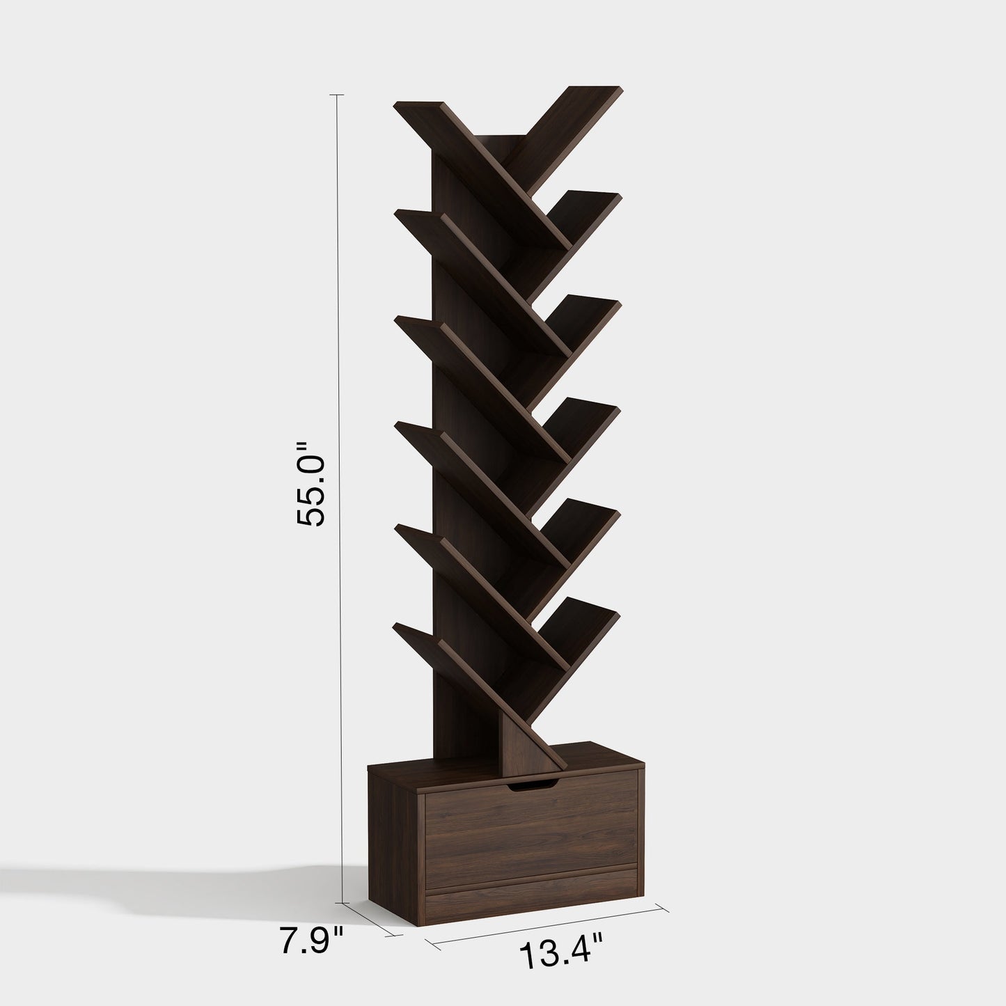 Yowos Vertical Tree Shaped Bookcase with Storage Cabinet