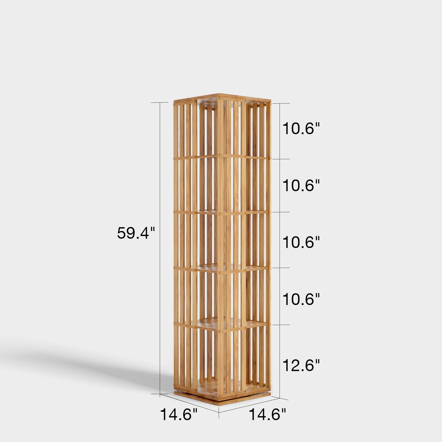 Yowos 5 Tiers Mid Century Narrow Rotating Bookcase Living Room