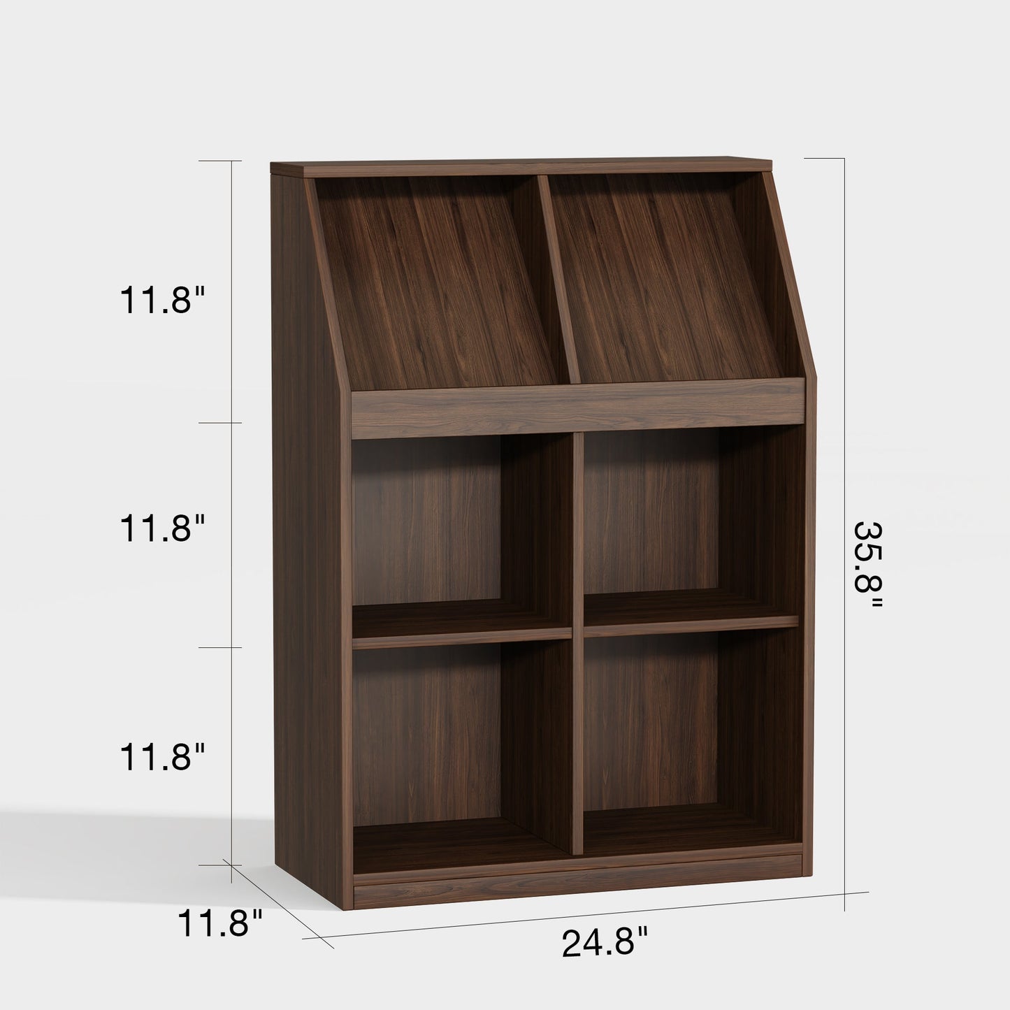Yowos Wooden Literature Floor Bookcase With Magazine Rack