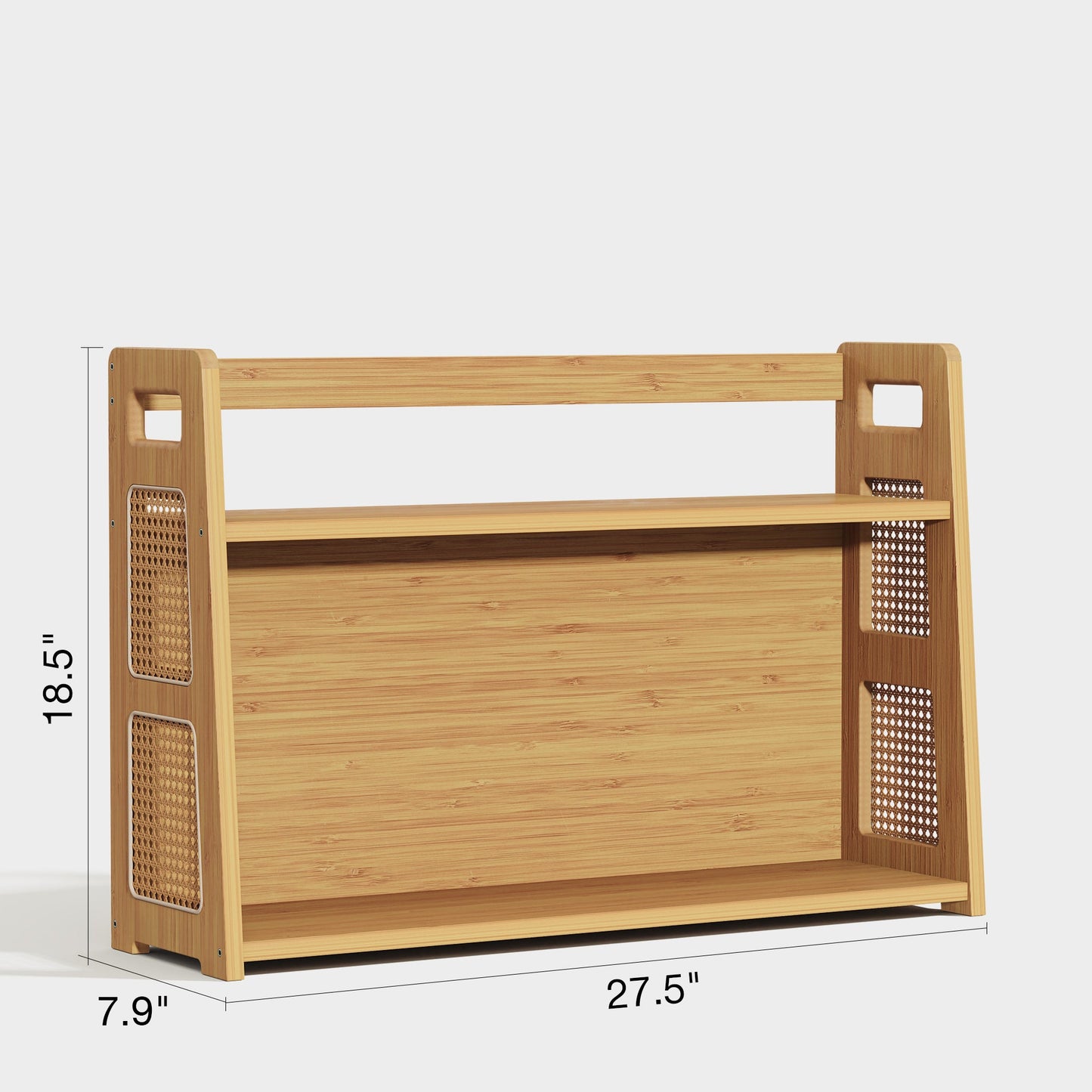 Yowos Rattan Desktop Bookcase Organizer Display Rack