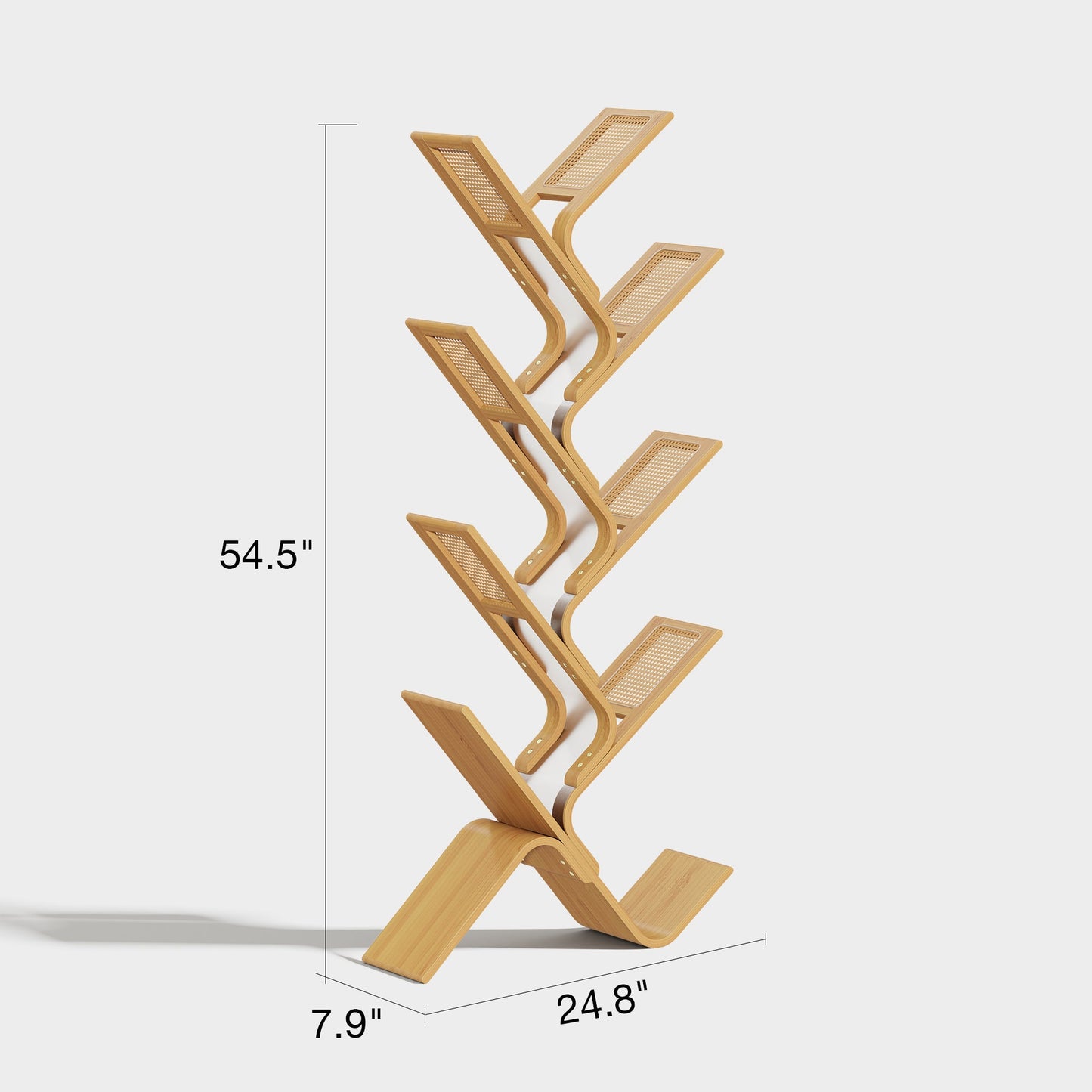 Yowos Rattan Tree Bookcase Display Storage Rack