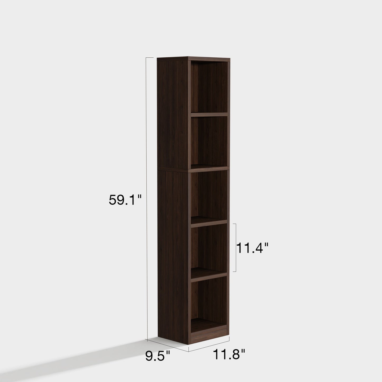 Yowos Wooden Corner Bookshelf Mid Century Narrow Bookcase