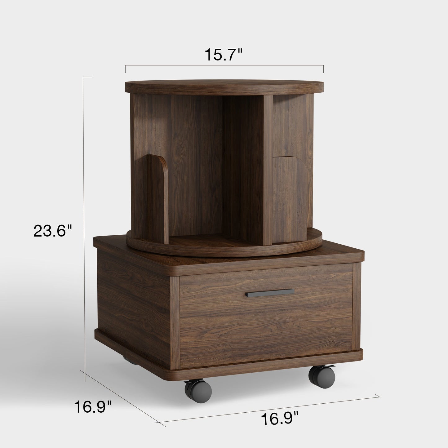 Yowos Bedside Night Stand with Storage Drawers Rotating Side Table