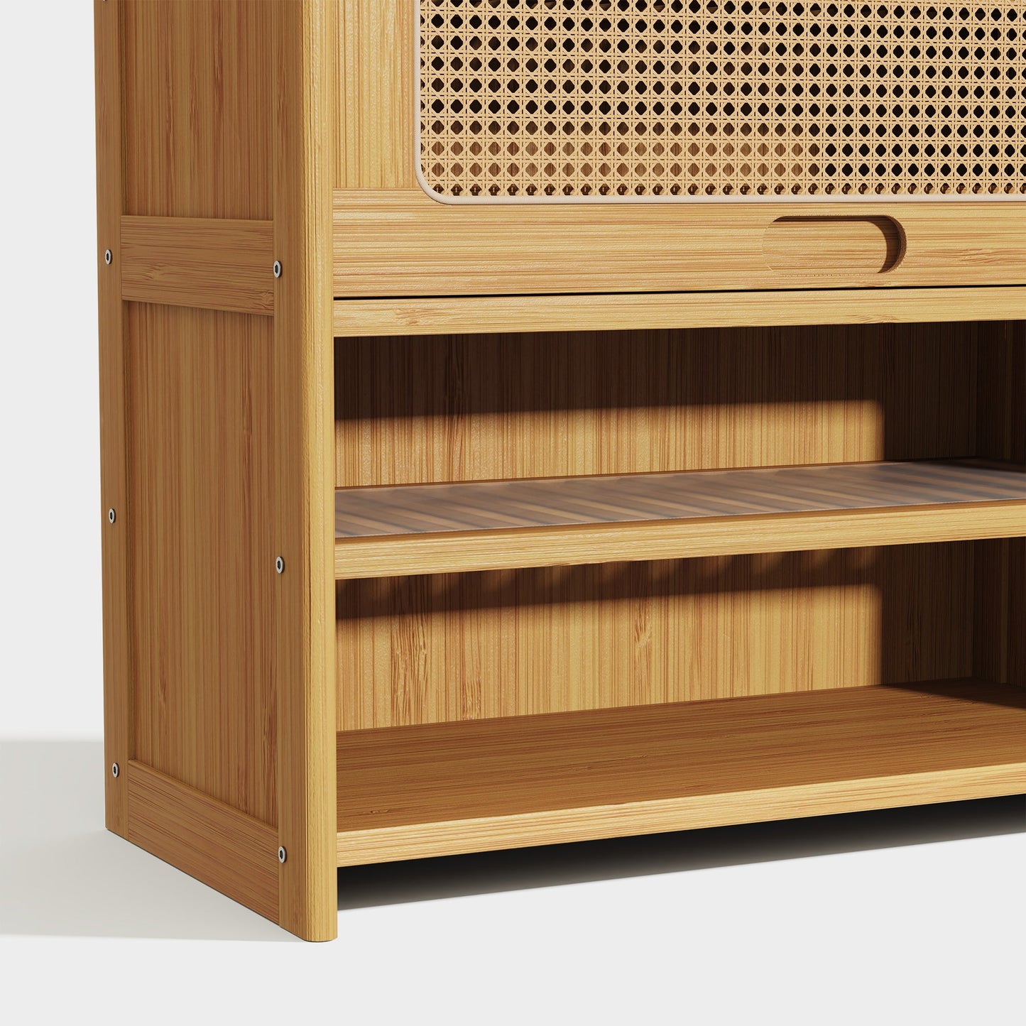 Yowos Large Capacity Rattan Shoe Cabinet with Flip Doors