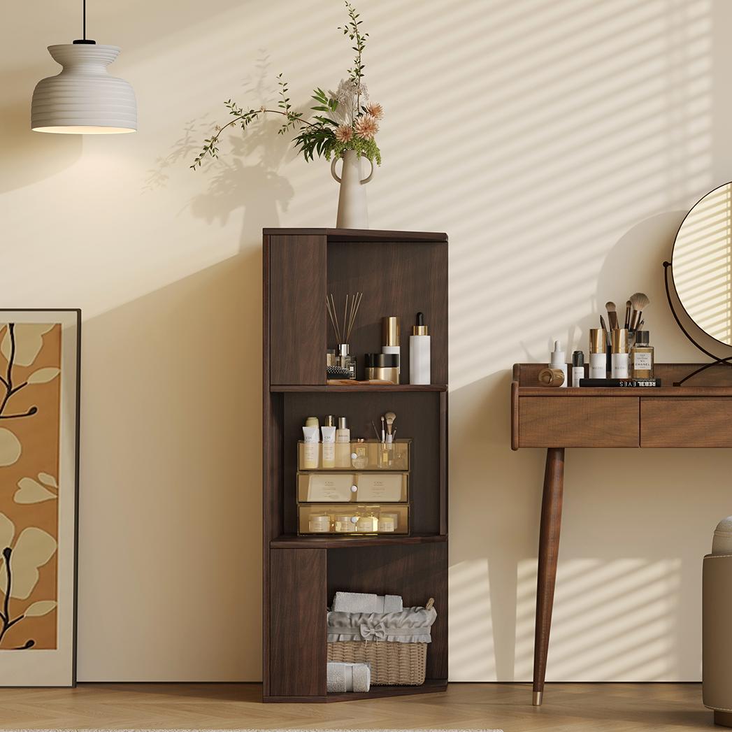 Yowos Mid Century Corner Bookcase for Small Spaces