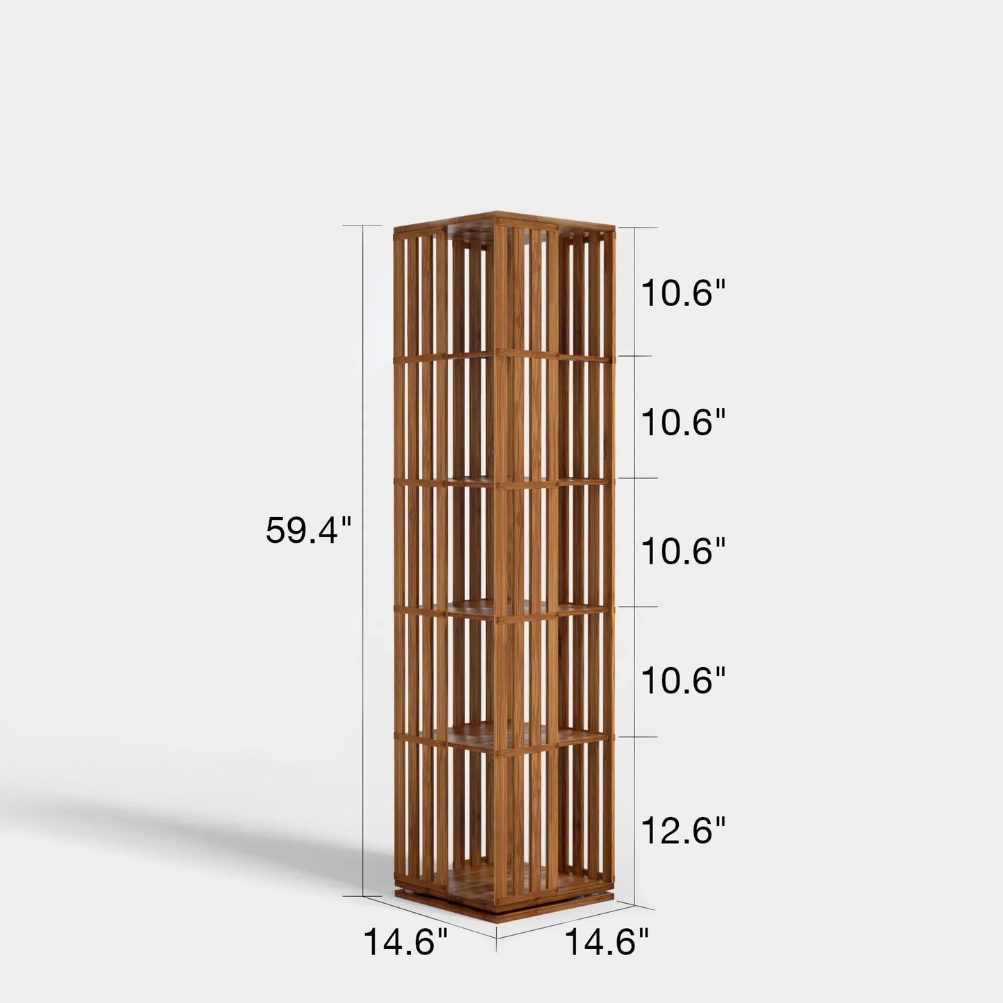Yowos 6 Tiers Mid Century Narrow Rotating Bookcase Living Room