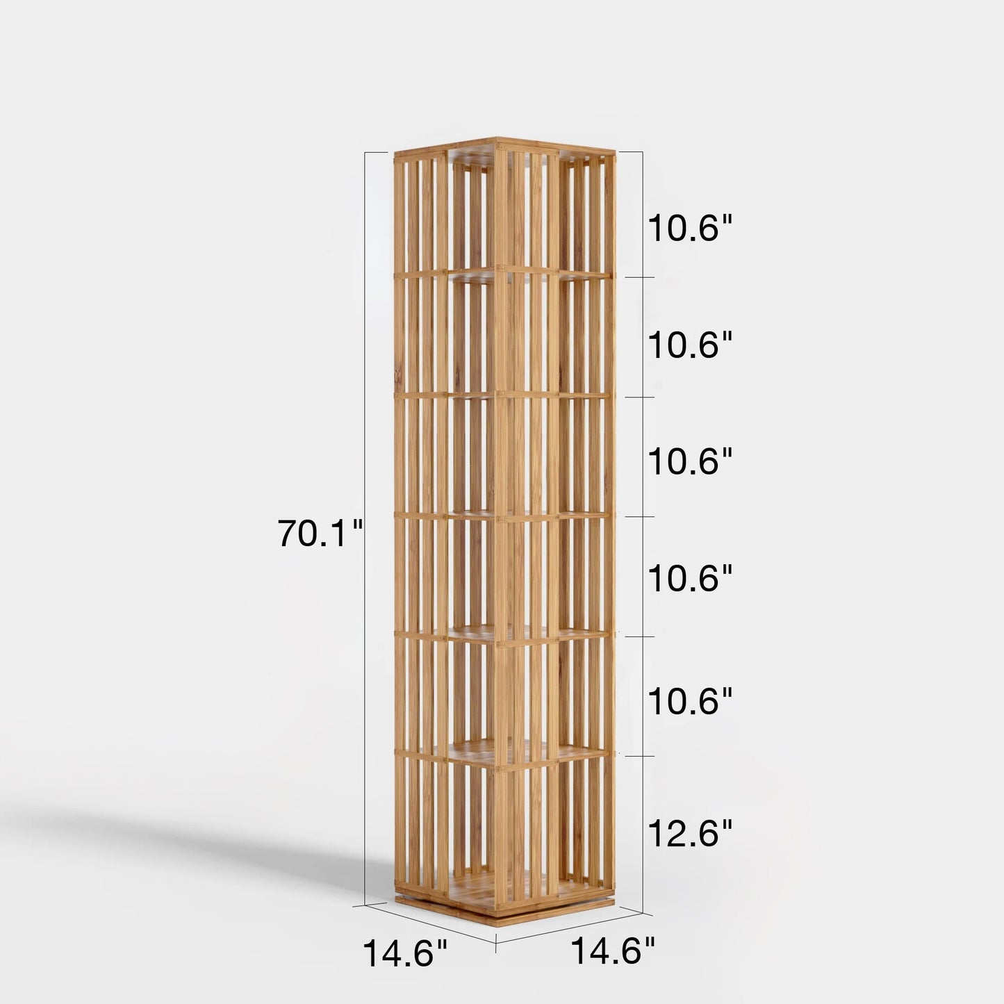 Yowos 6 Tiers Mid Century Narrow Rotating Bookcase Living Room