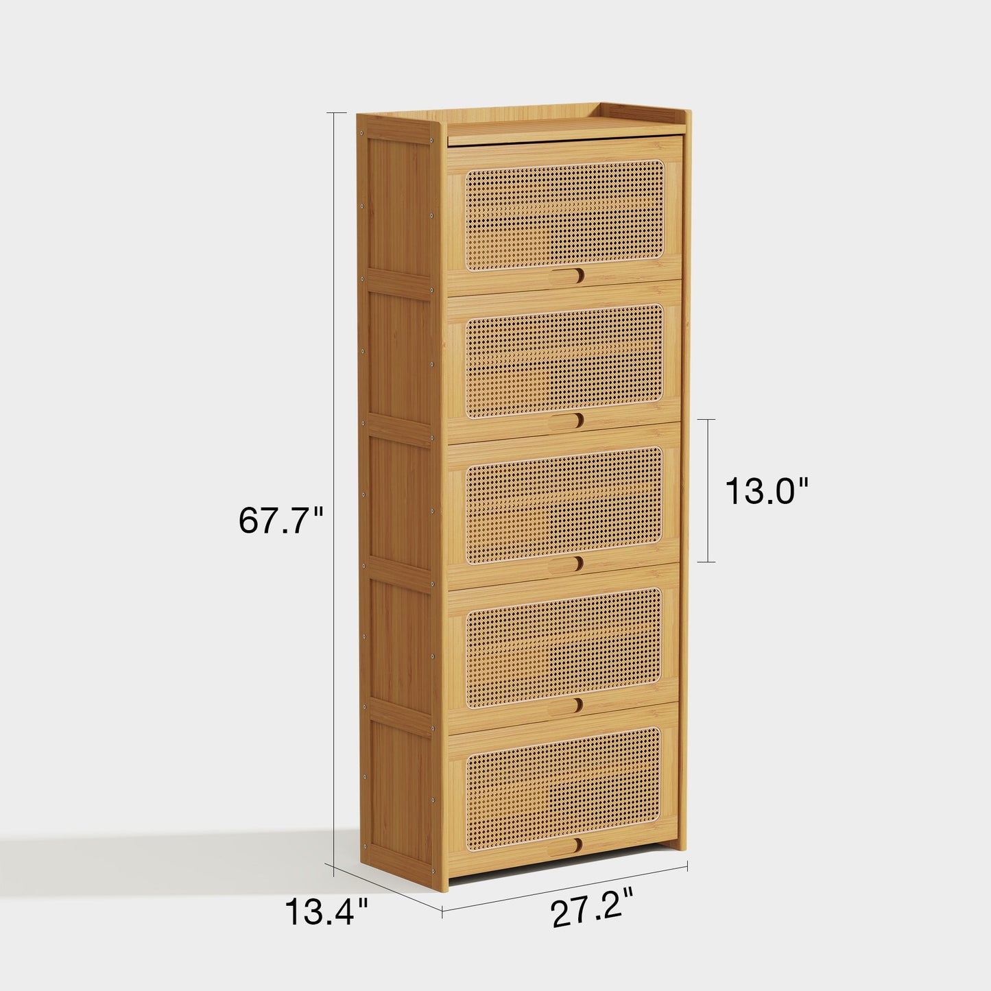 Yowos Large Capacity Rattan Shoe Cabinet with Flip Doors