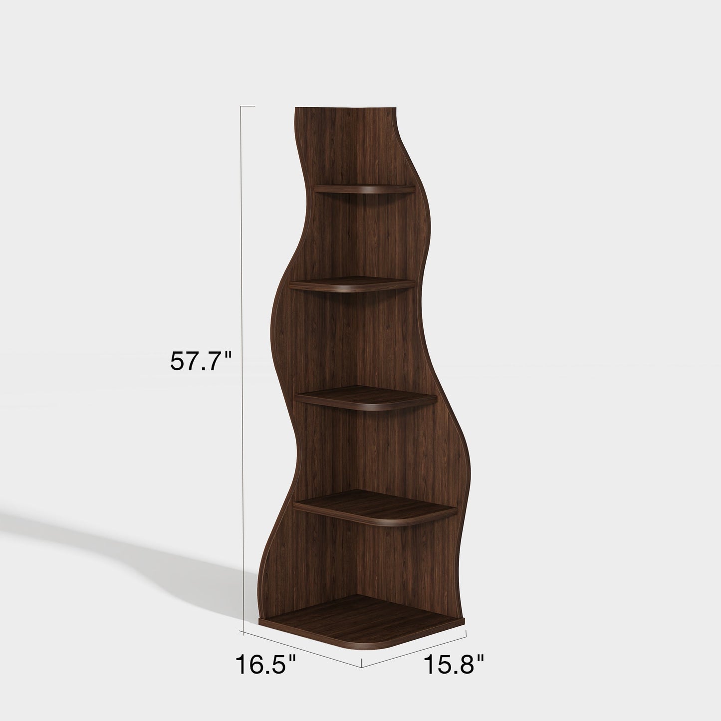 Yowos 5 Tiers Vintage Wood Tall Corner Bookshelf