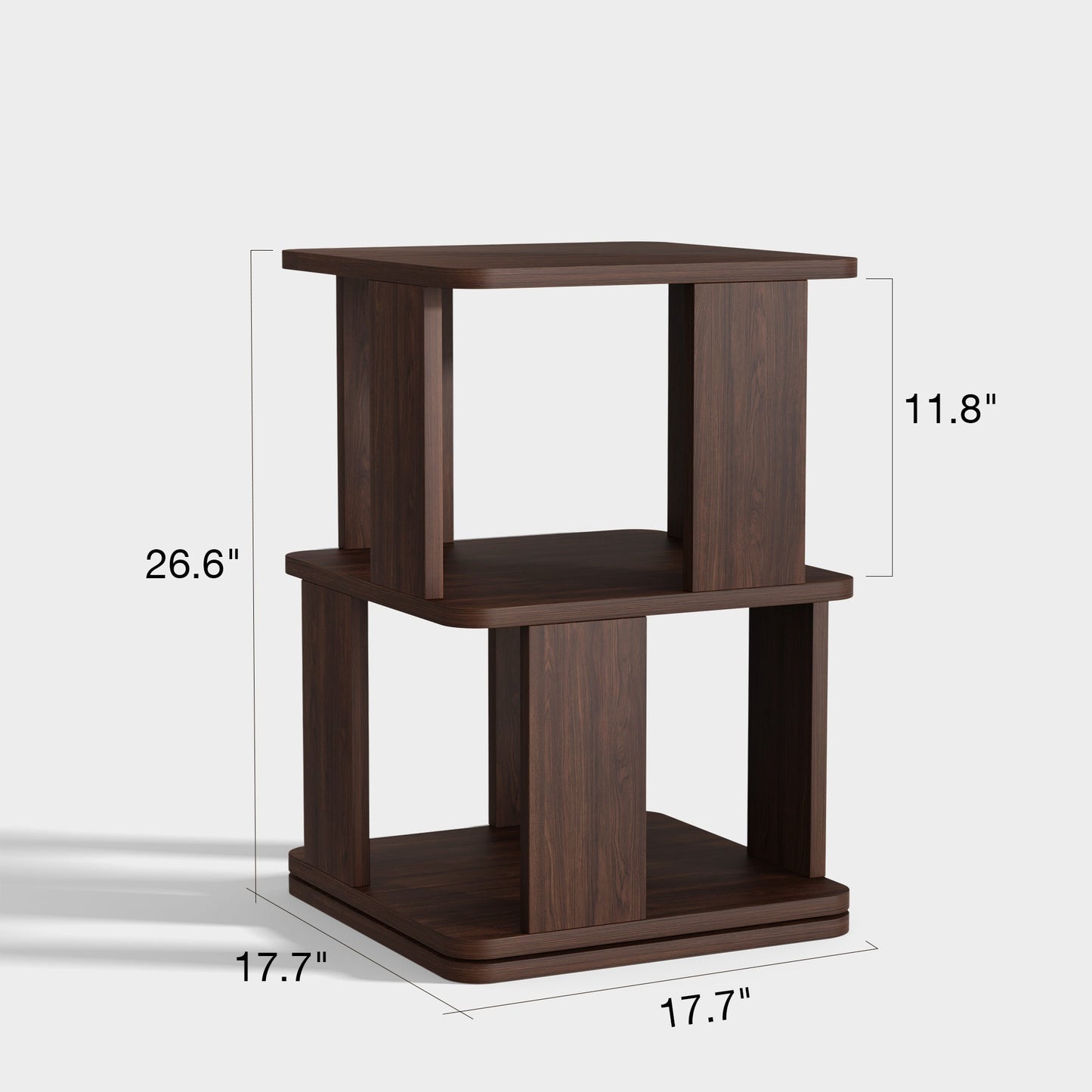Yowos Retro Storage Nightstand Rotating Walnut Wood Finish